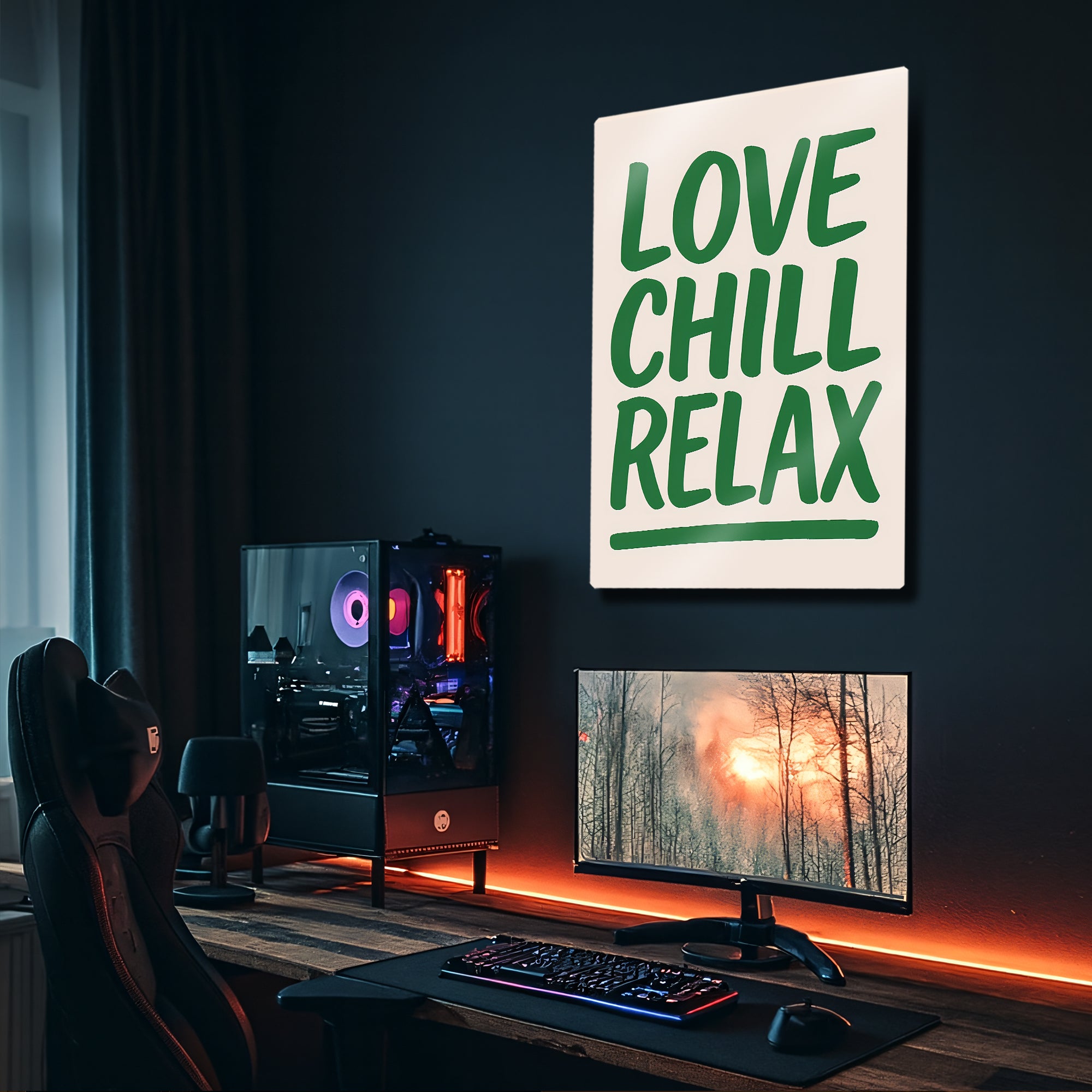 Love Chill Relax Metal Tablo – Minimalist Duvar Dekoru