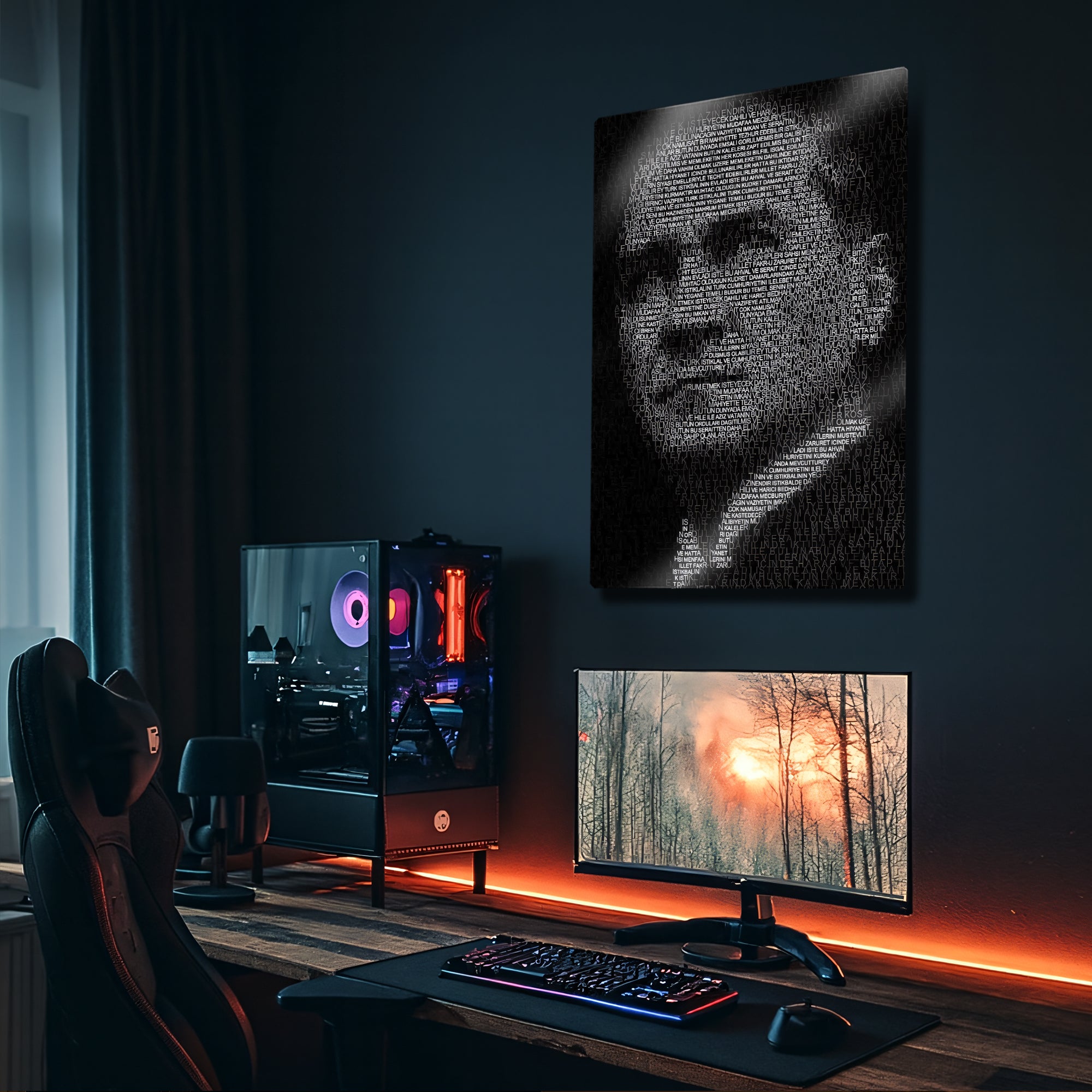 Atatürk Tablosu Yazı Tipi Portre Tasarım - Metal Tablo