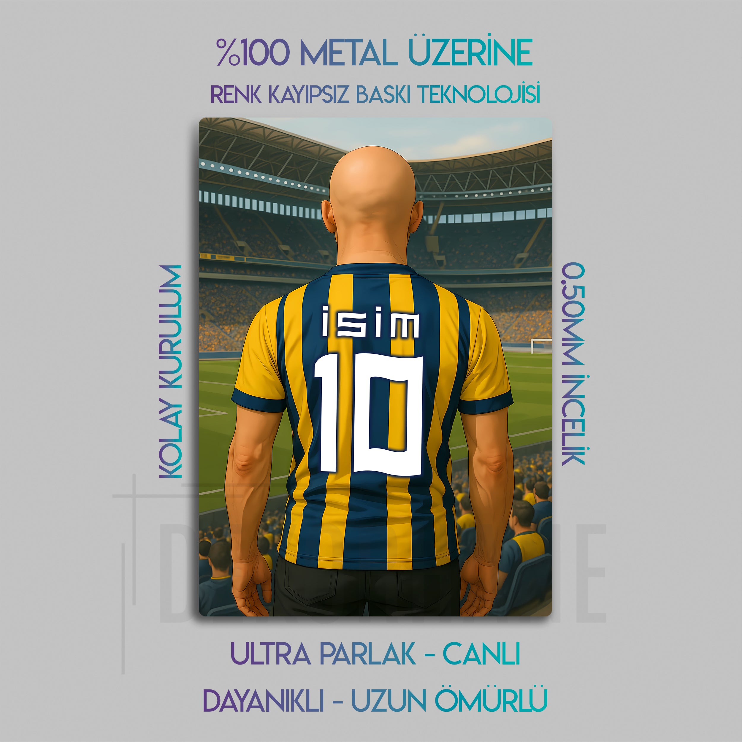 Fenerbahçe Bireysel Stadyum Temalı Kel - Kişiselleştirilebilir Metal Tablo