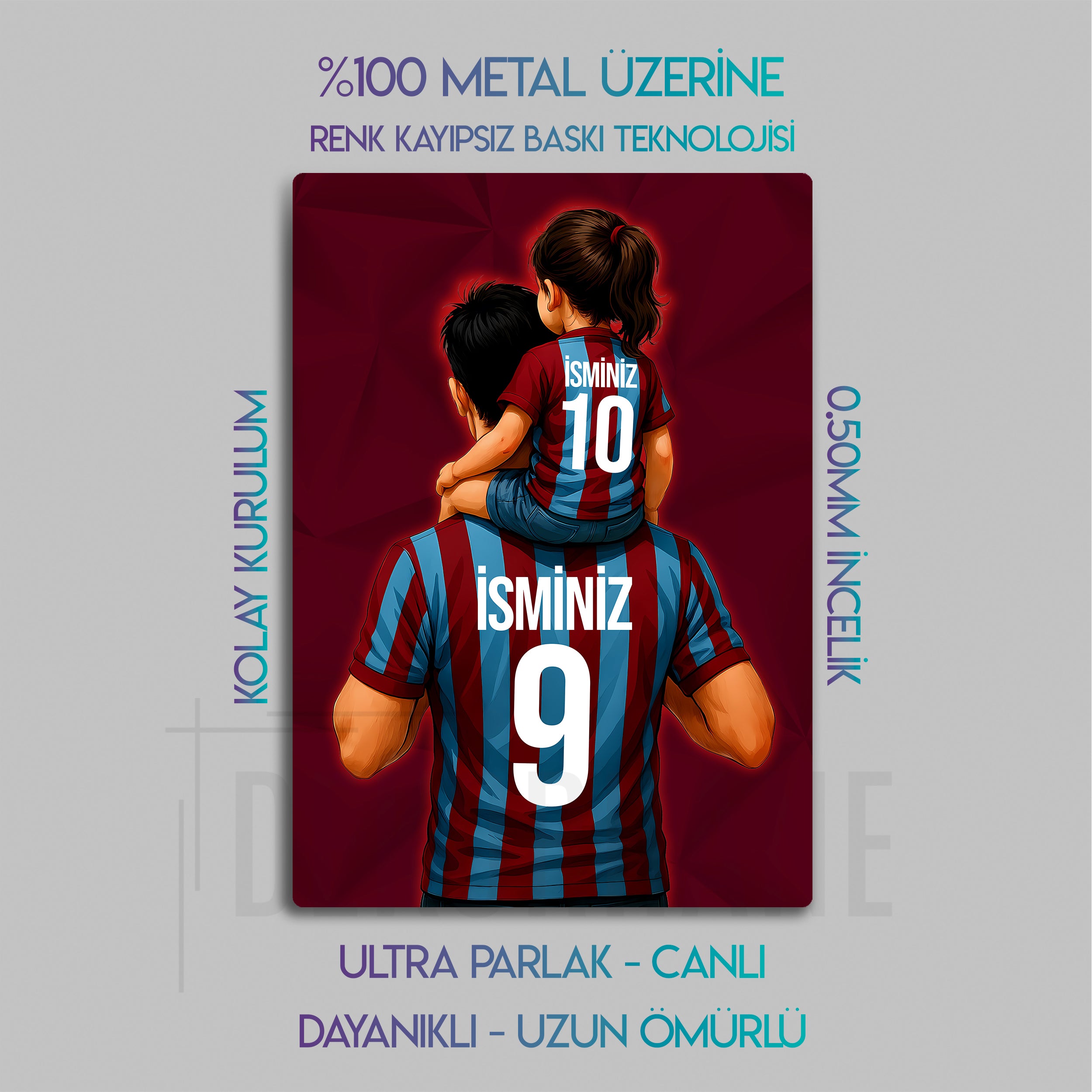 Trabzonspor Baba Kız Çocuk - Kişiselleştirilebilir Metal Tablo