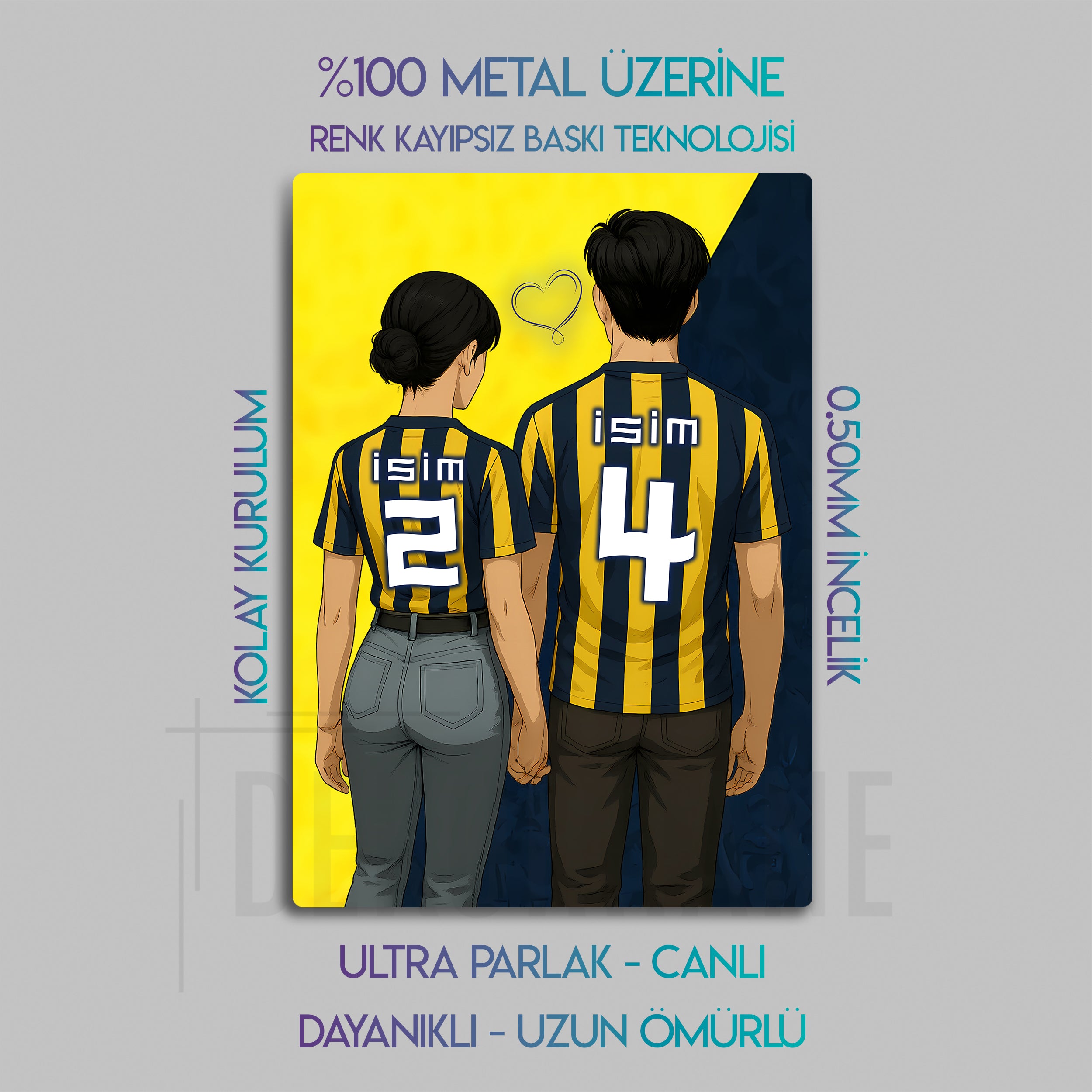 Fenerbahçe Sevgili Erkek Kadın - Kişiselleştirilebilir Metal Tablo