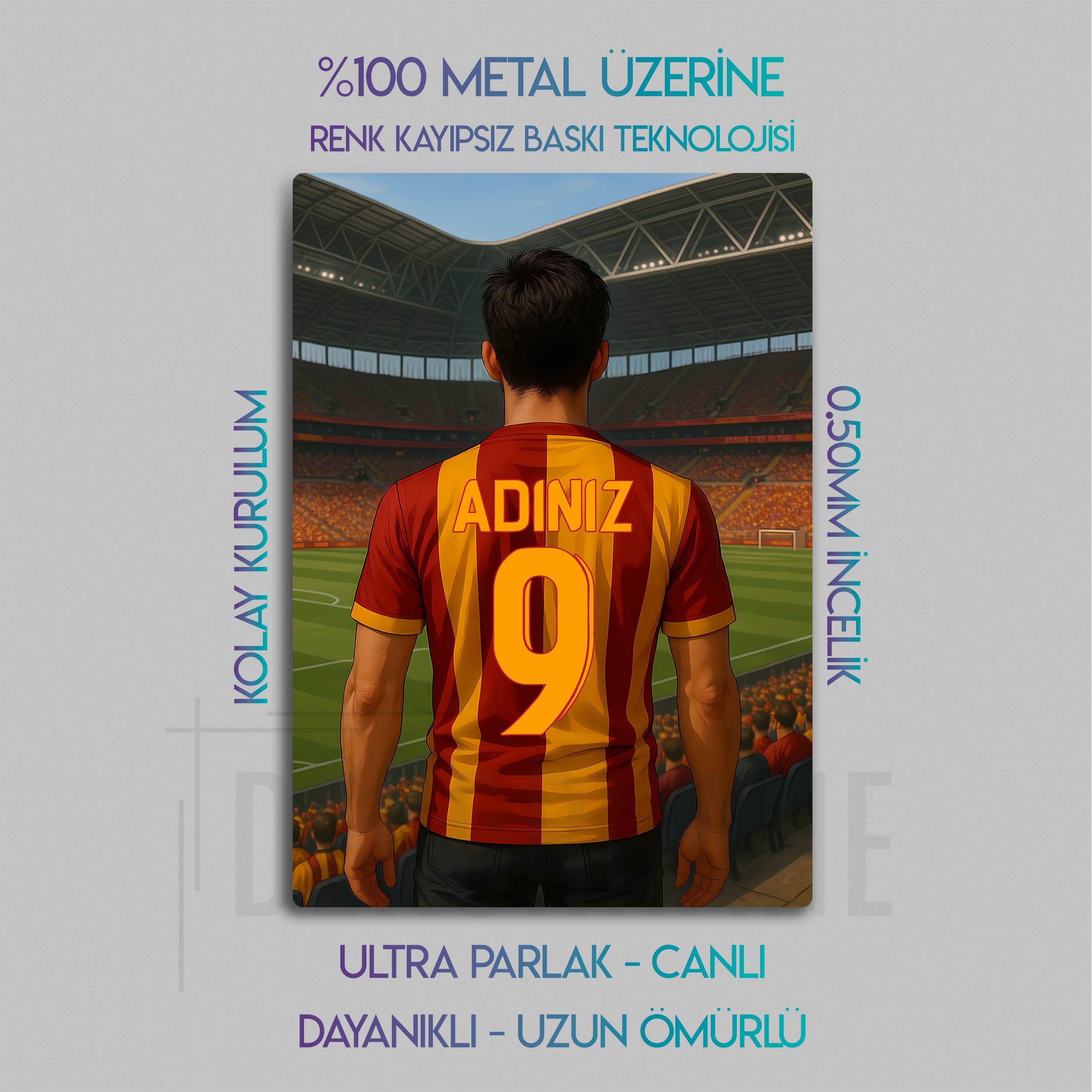 Galatasaray Bireysel Stadyum Temalı - Kişiselleştirilebilir Metal Tablo