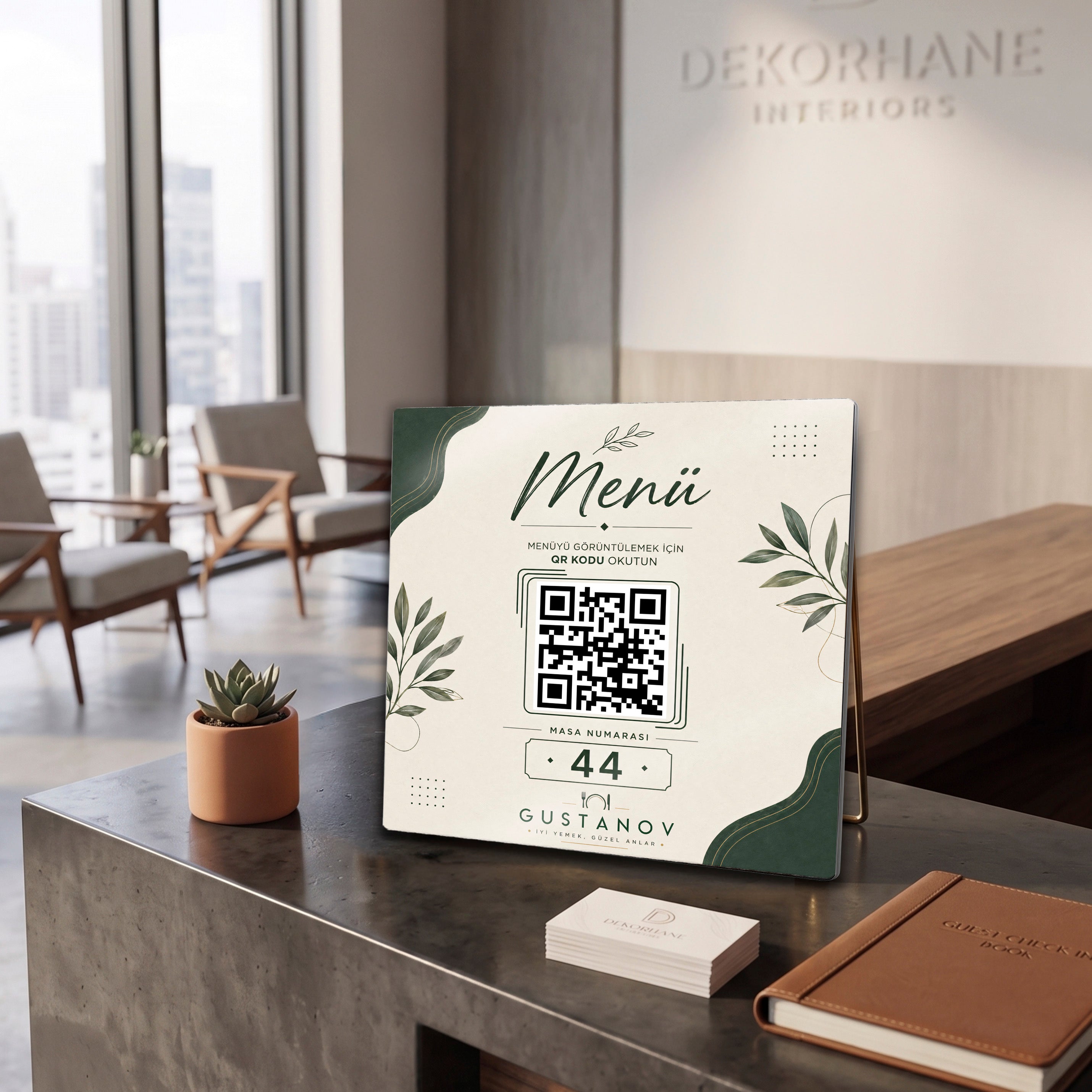 Kare Metal QR Menü ve Masa Numarası Levhası – Kafe Restoran Masa Tabelası
