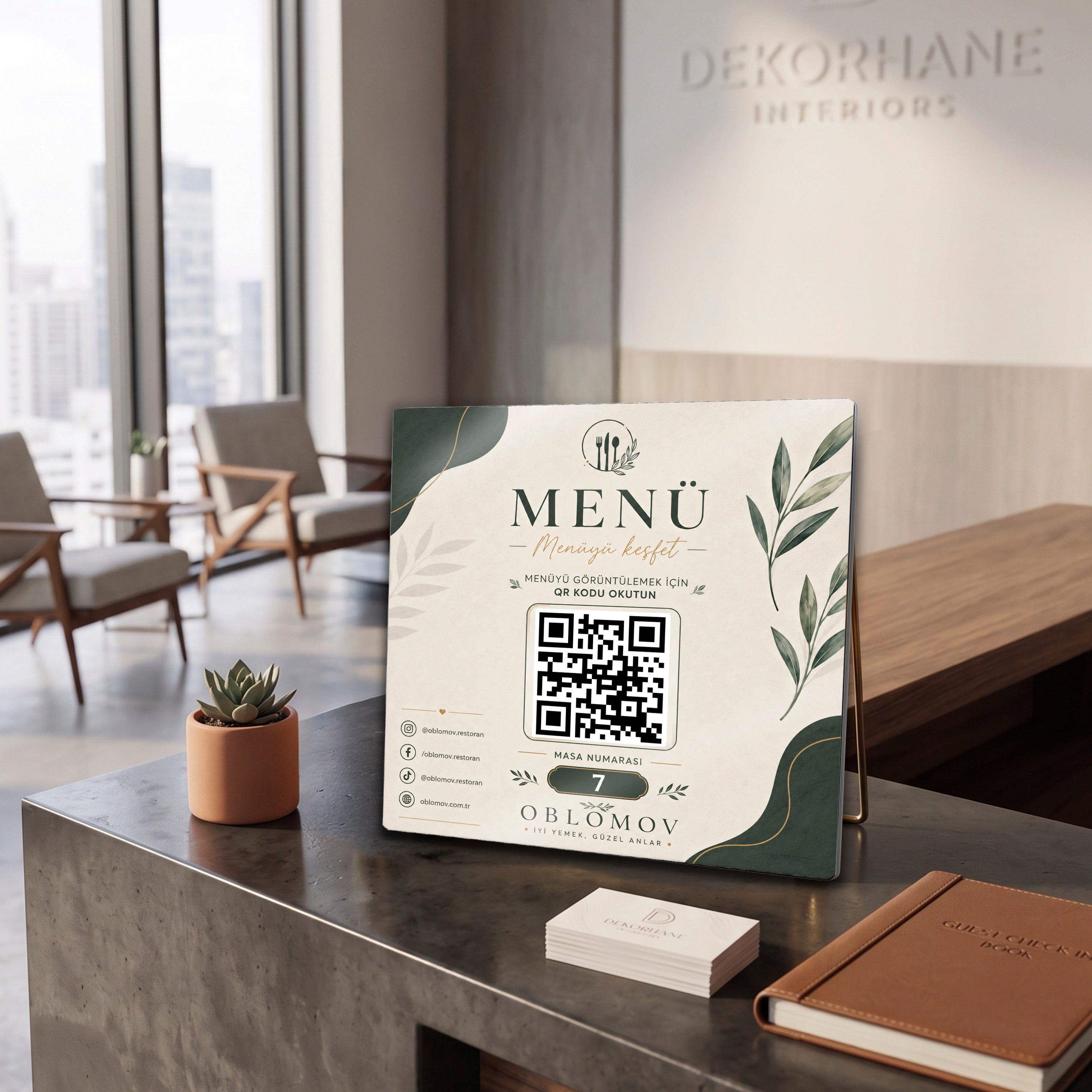 QR Menü ve Masa Numarası Levhası – Sosyal Medyalı Kafe Restoran Tabelası
