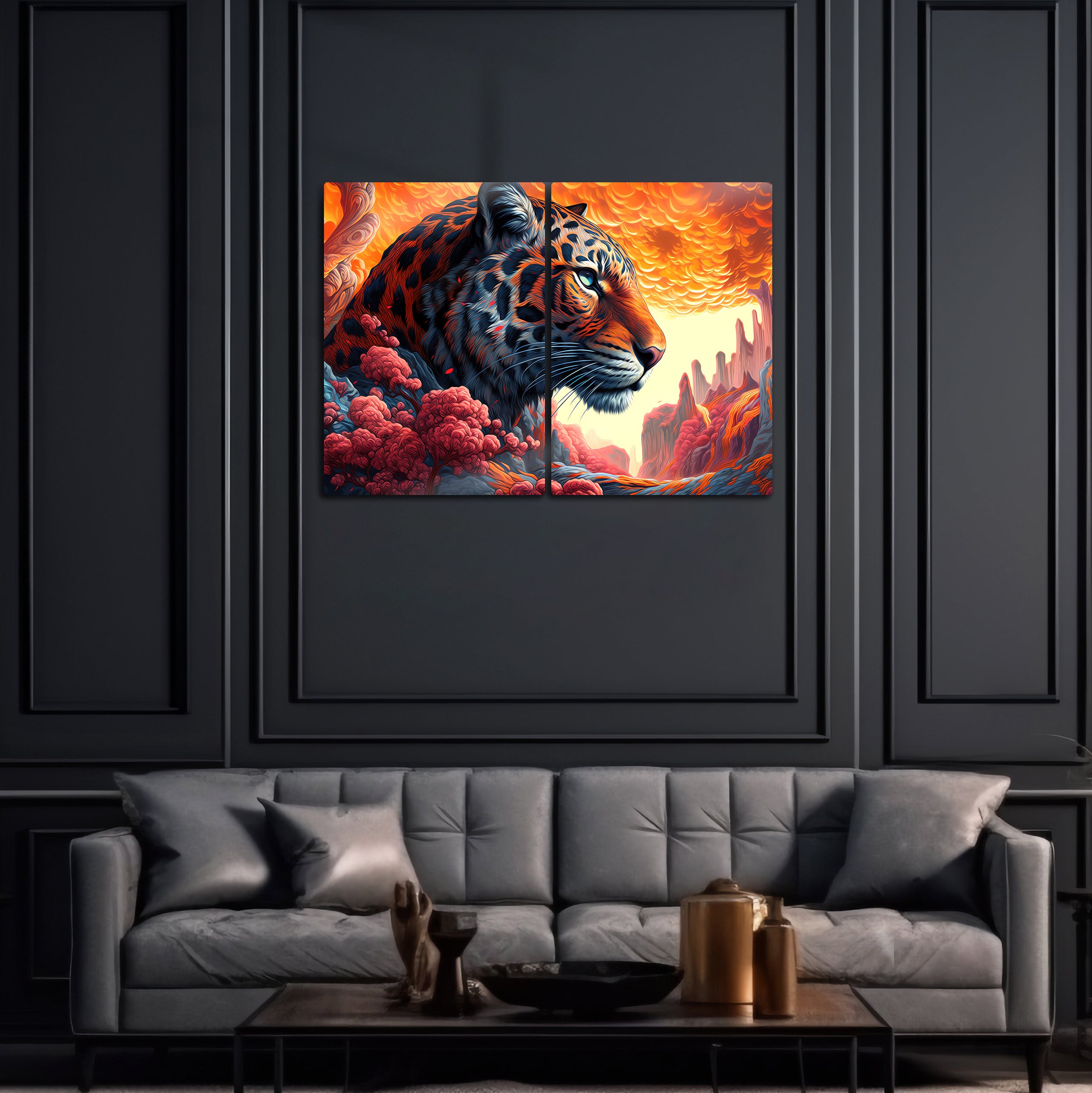 Leopar Dekoratif - Metal Tablo