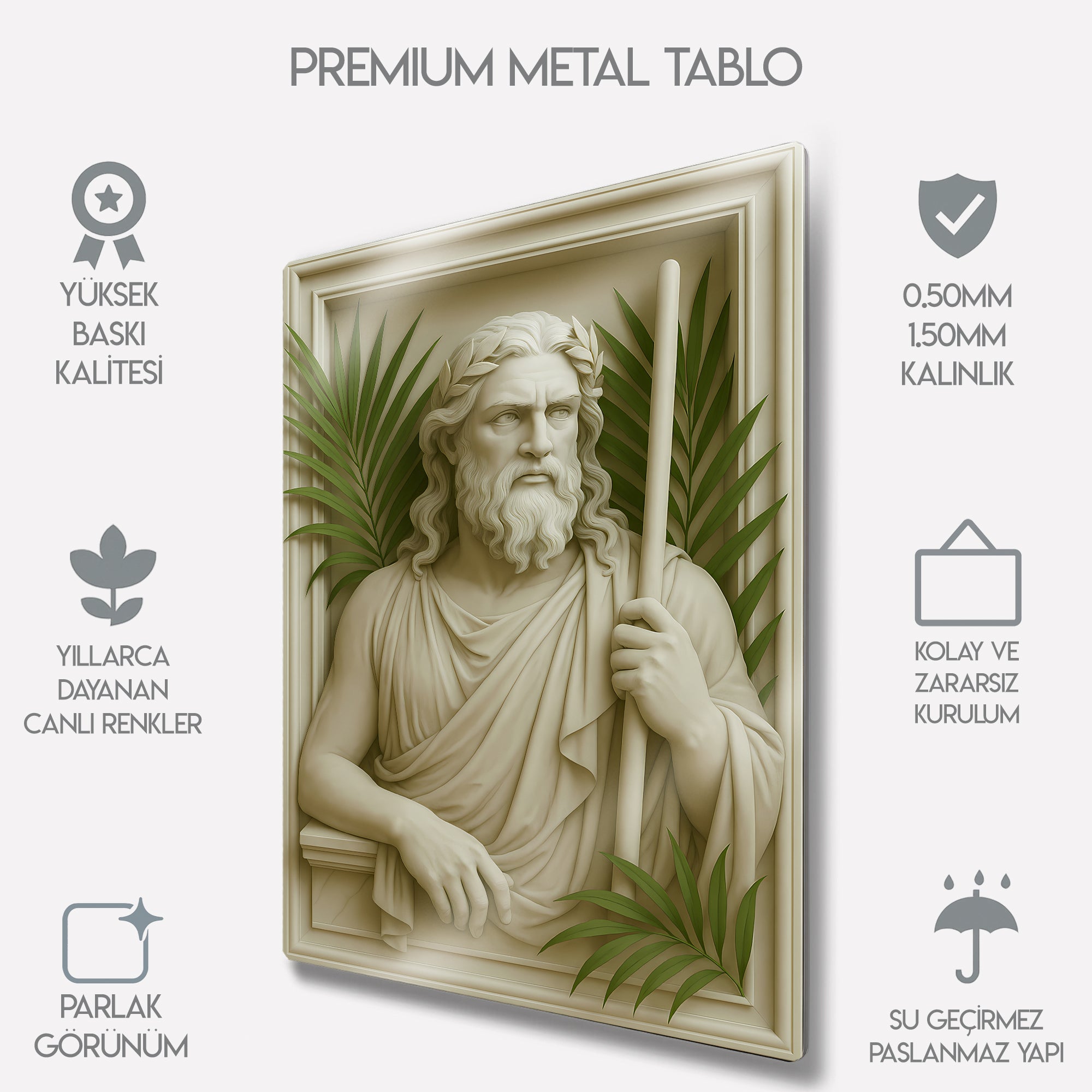 Poseidon Tablosu Antik Yunan Deniz Tanrısı - Metal Tablo