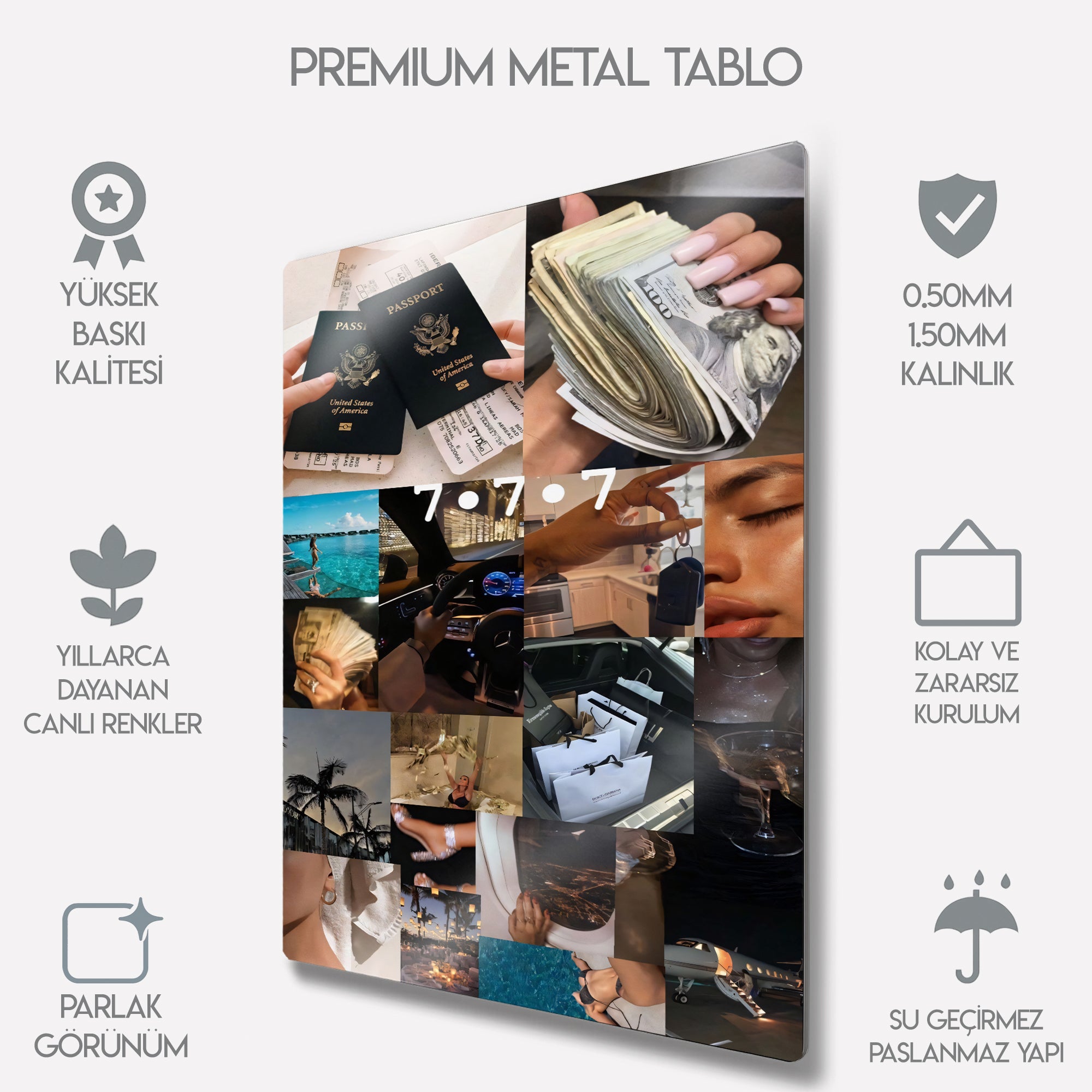 777 Tablosu Bolluk Zenginlik İlham Panosu - Metal Tablo