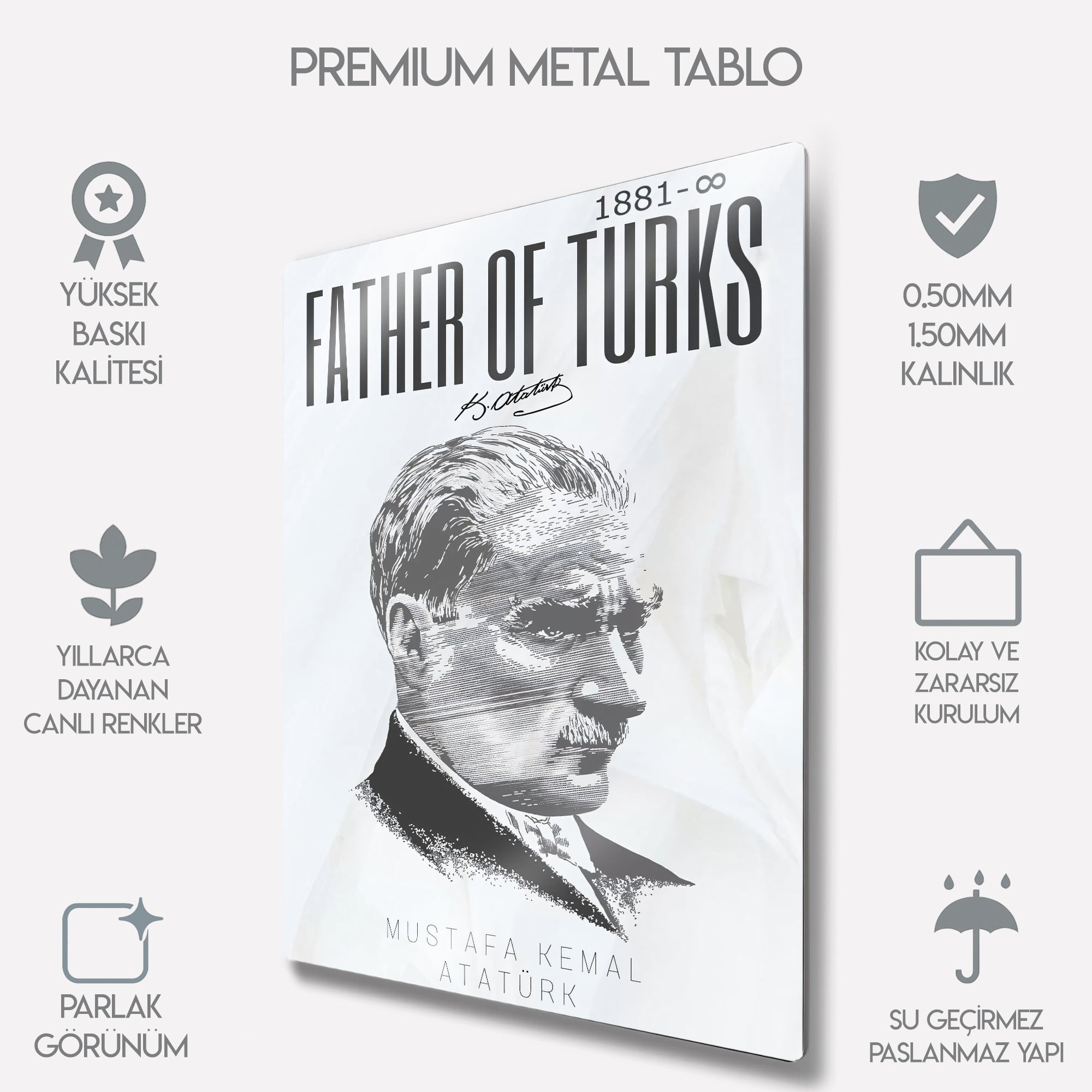 Father of Turks Atatürk Tablosu Modern - Metal Tablo