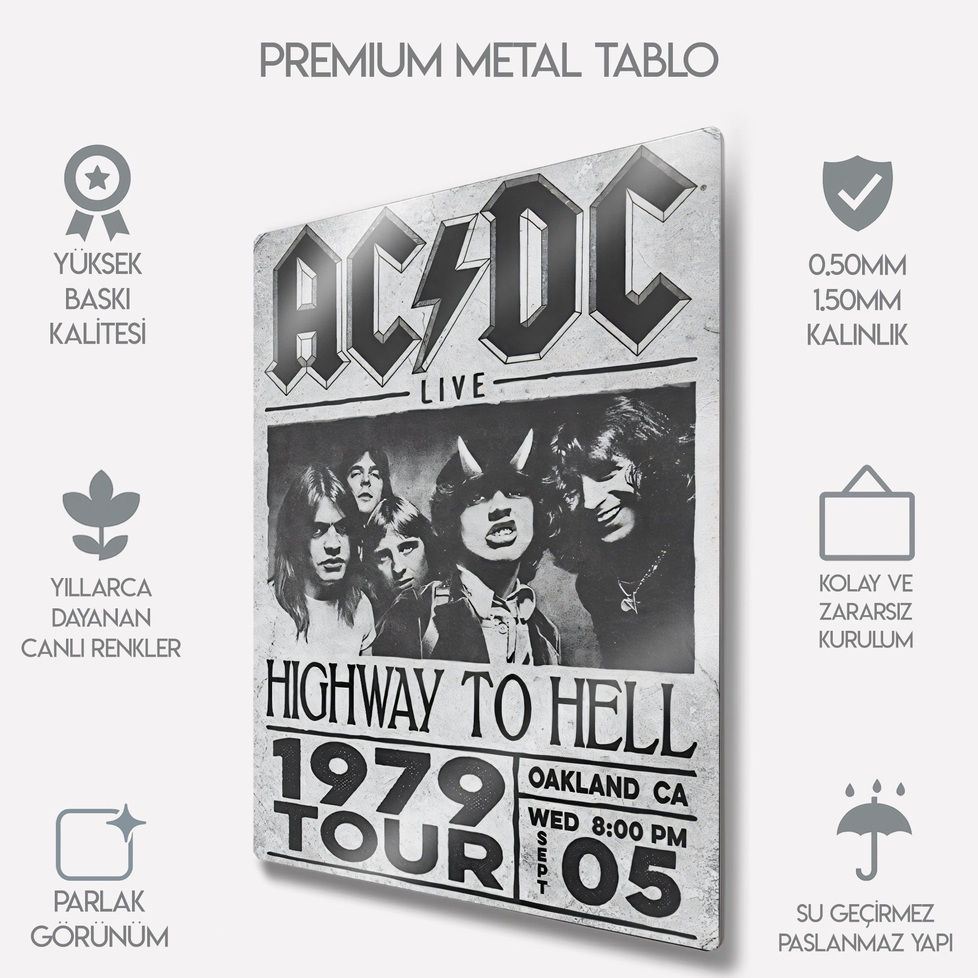 ACDC Tablosu Highway to Hell 1979 Tour - Metal Tablo