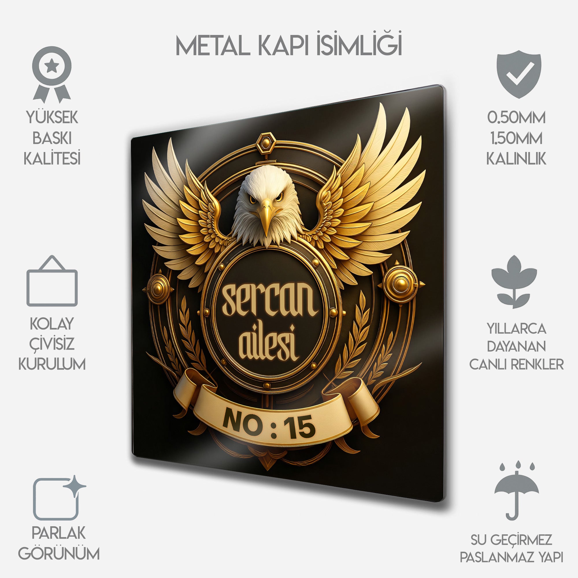 Kişiye Özel Metal Kapı İsimliği - Kartal Villa Daire Numaralık