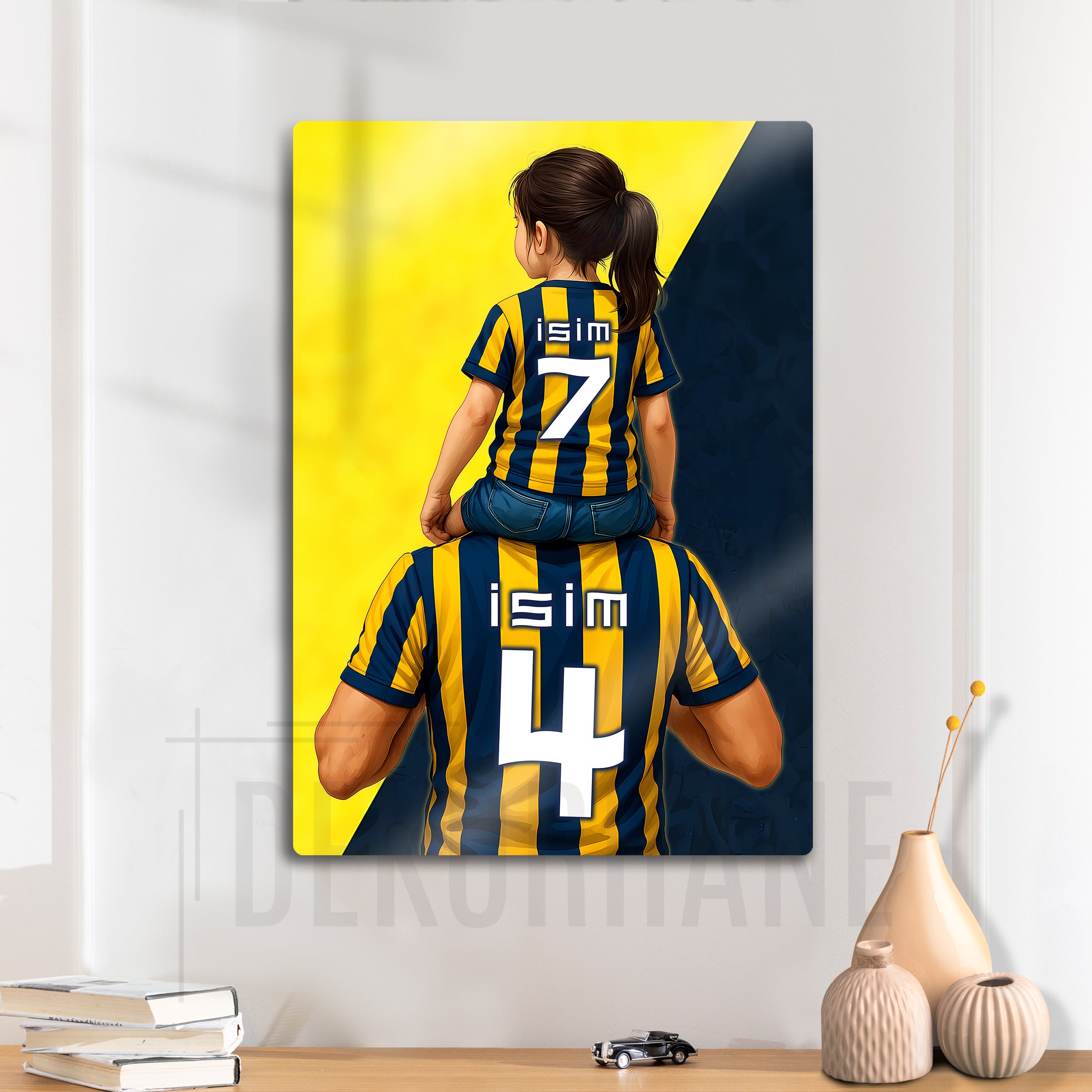 Fenerbahçe Baba Kız Çocuk - Kişiselleştirilebilir Metal Tablo