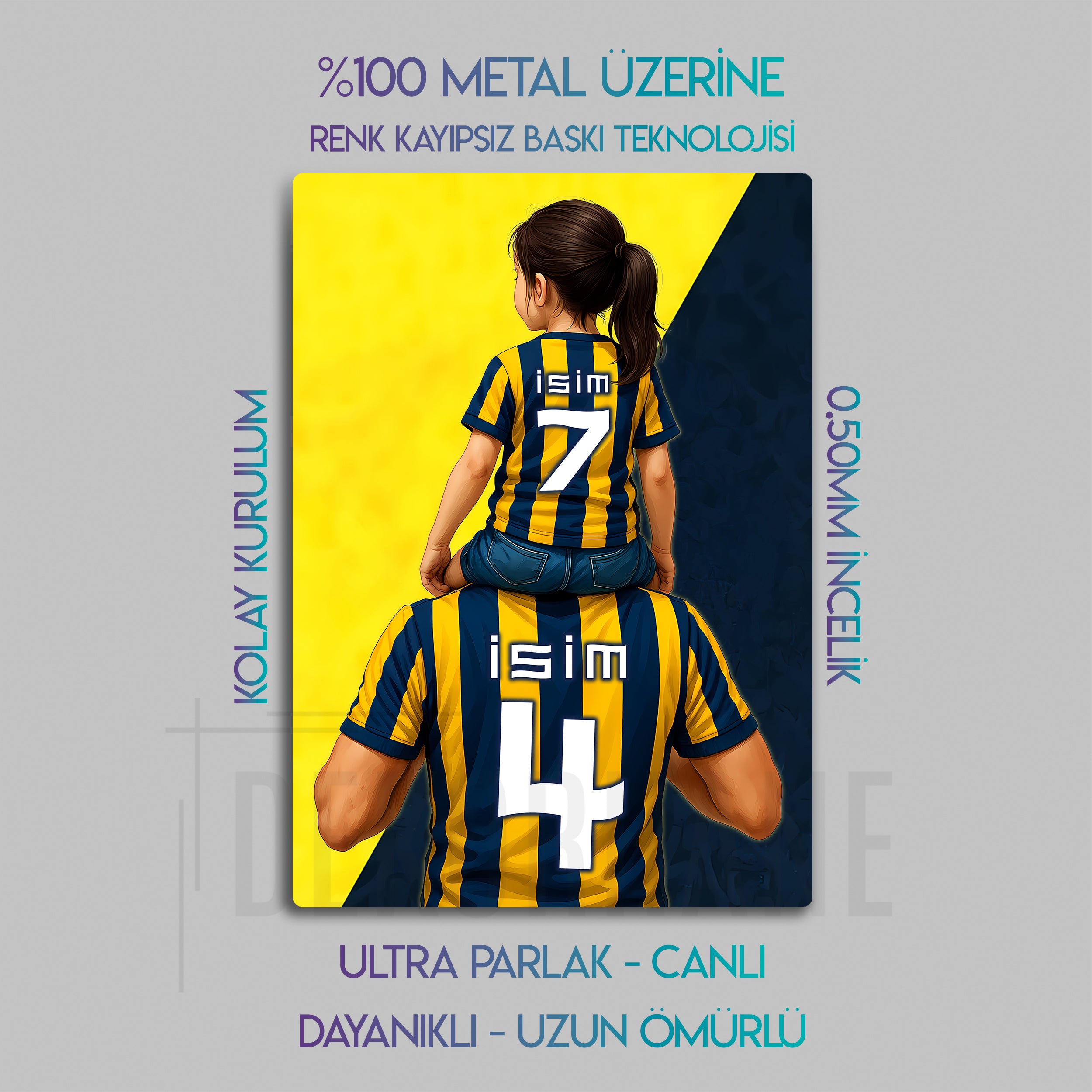 Fenerbahçe Baba Kız Çocuk - Kişiselleştirilebilir Metal Tablo