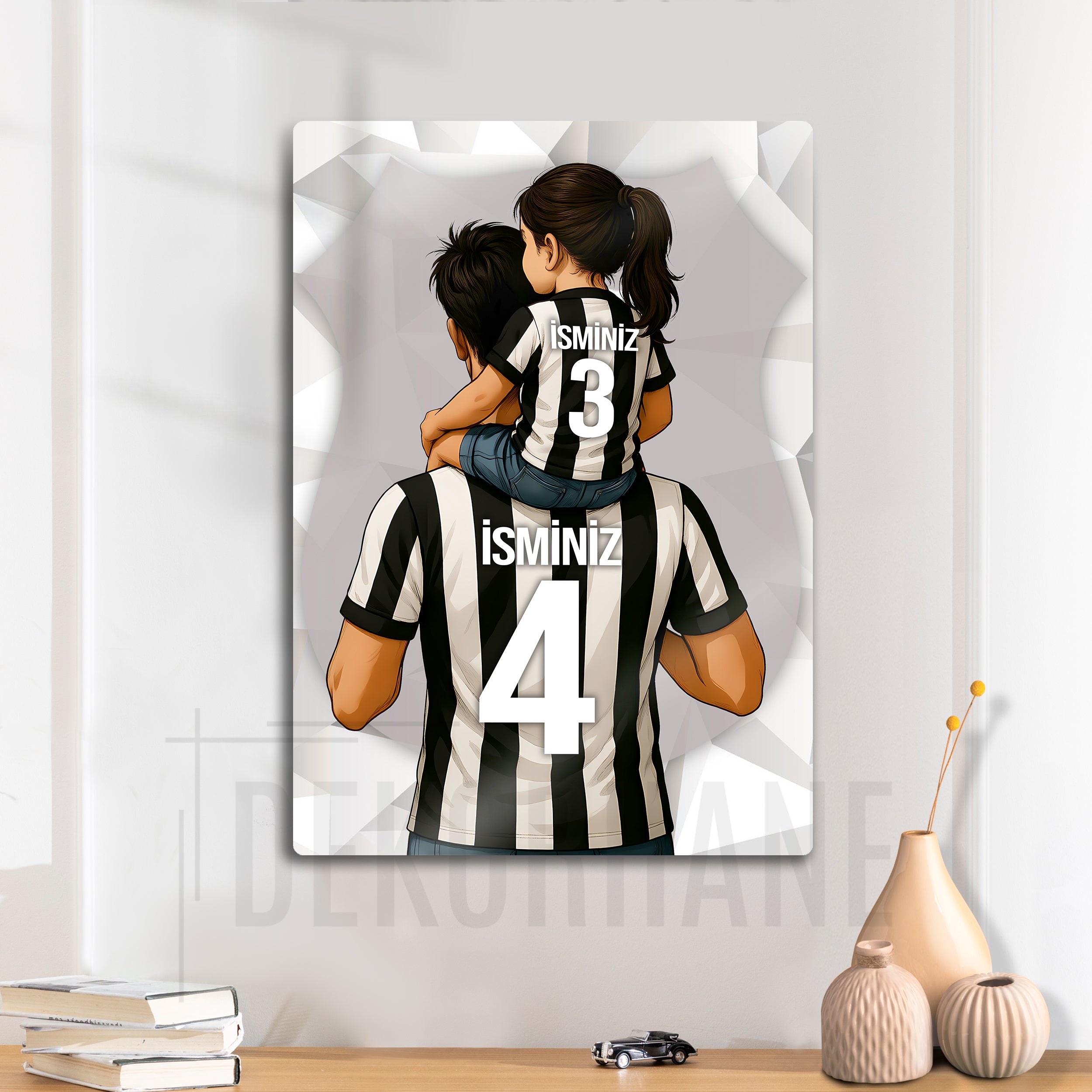 Beşiktaş Baba Kız Çocuk - Kişiselleştirilebilir Metal Tablo
