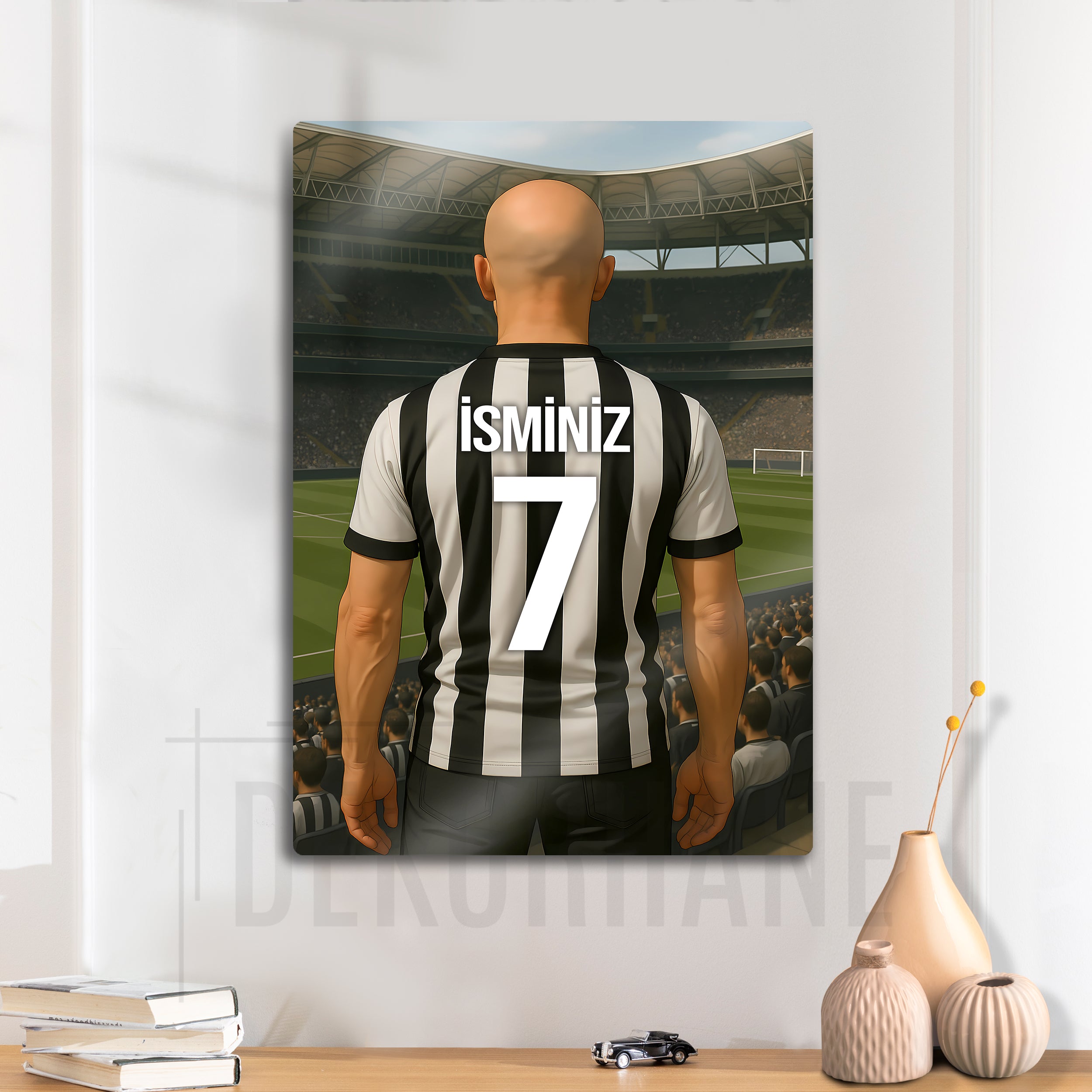 Beşiktaş Bireysel Stadyum Temalı Kel - Kişiselleştirilebilir Metal Tablo