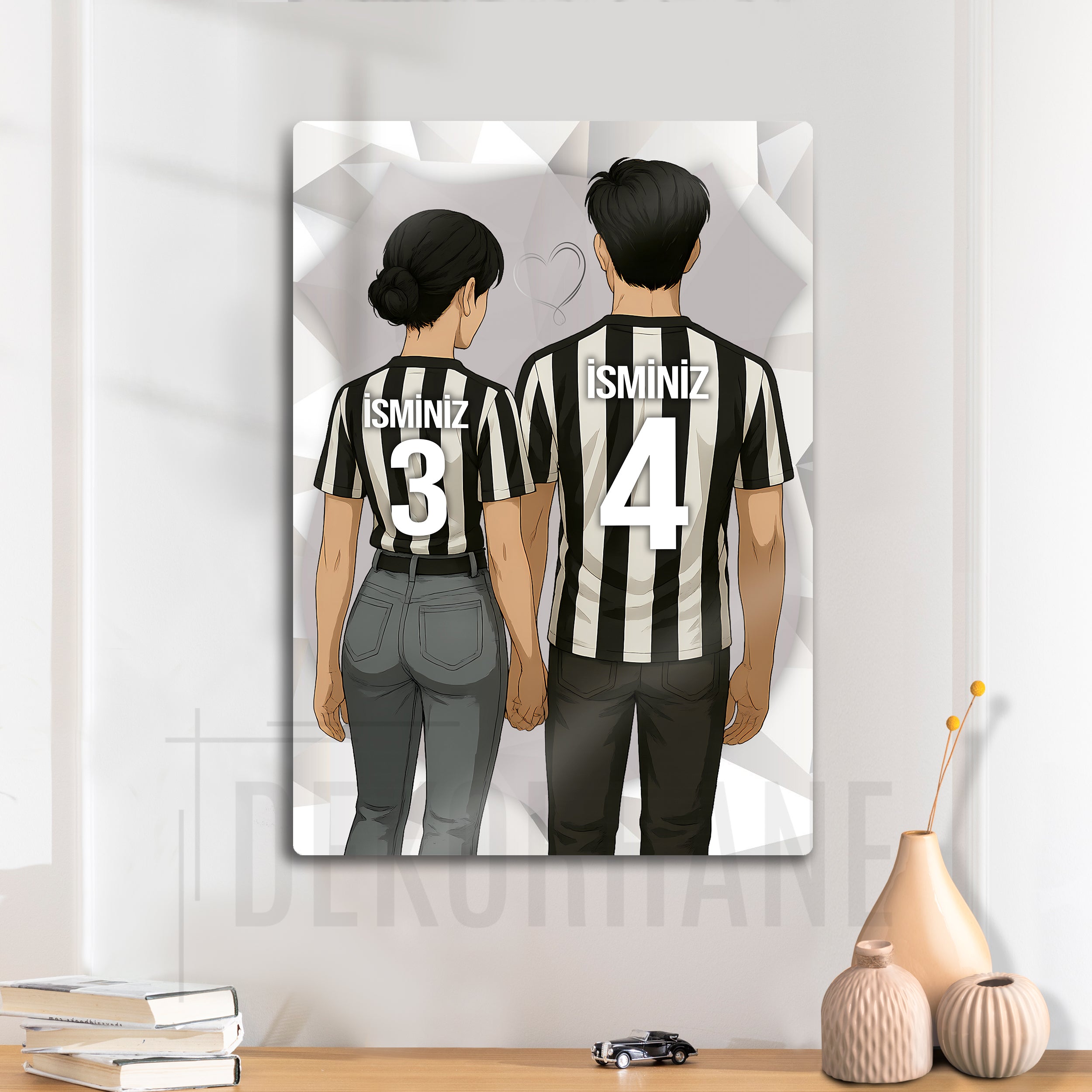 Beşiktaş Sevgili Erkek Kadın - Kişiselleştirilebilir Metal Tablo