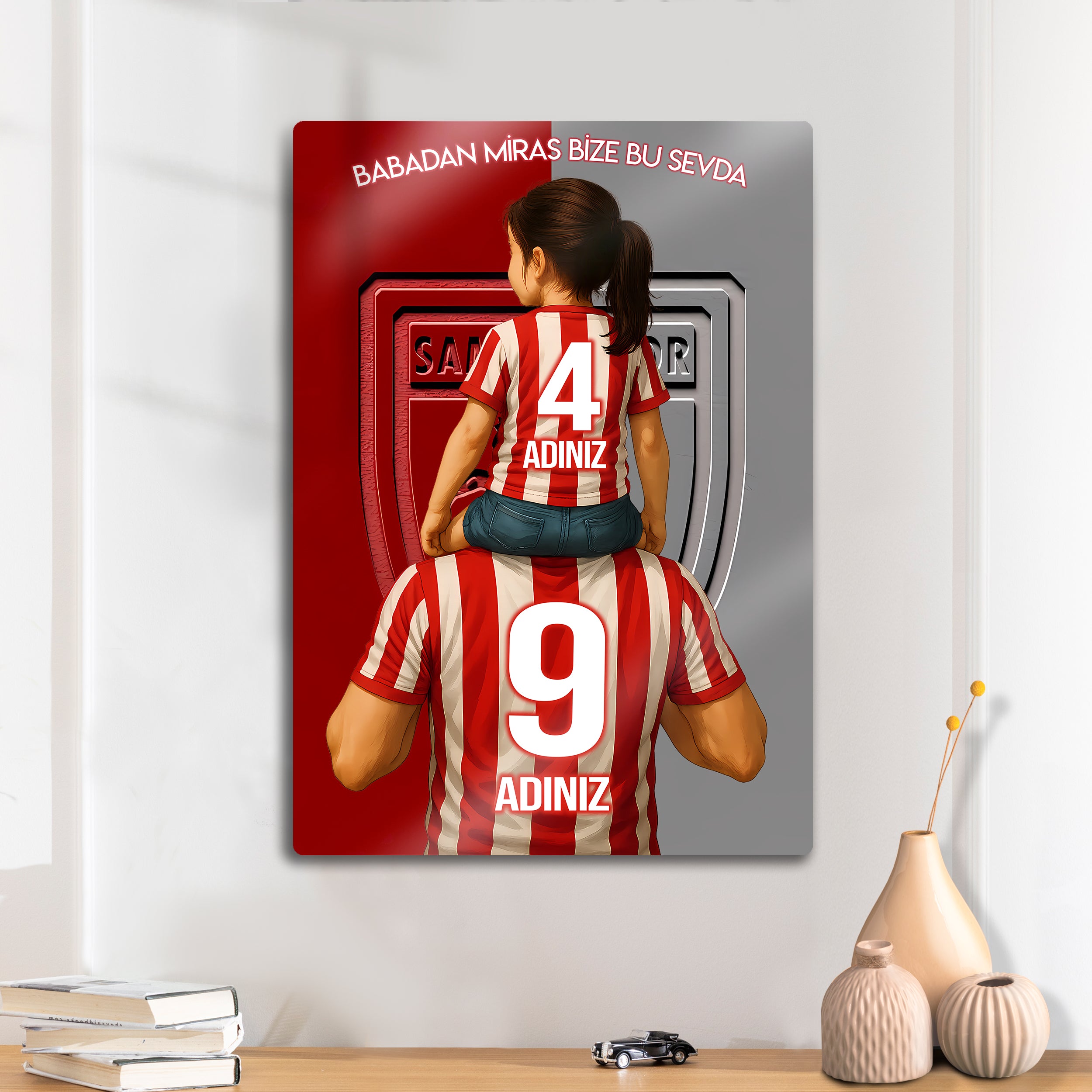 Samsunspor Baba Kız Çocuk - Kişiselleştirilebilir Metal Tablo