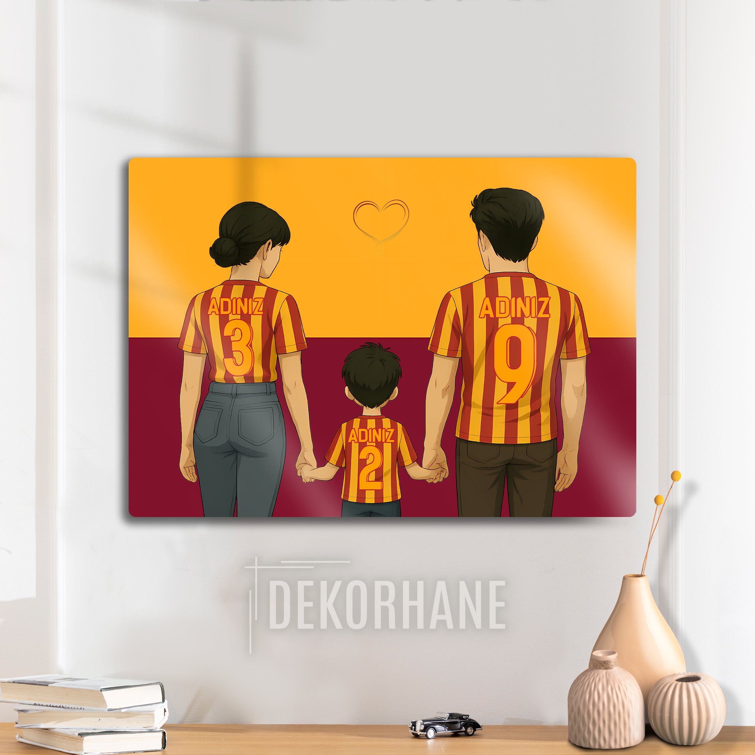 Galatasaray Aile Baba Oğul Anne - Kişiselleştirilebilir Metal Tablo
