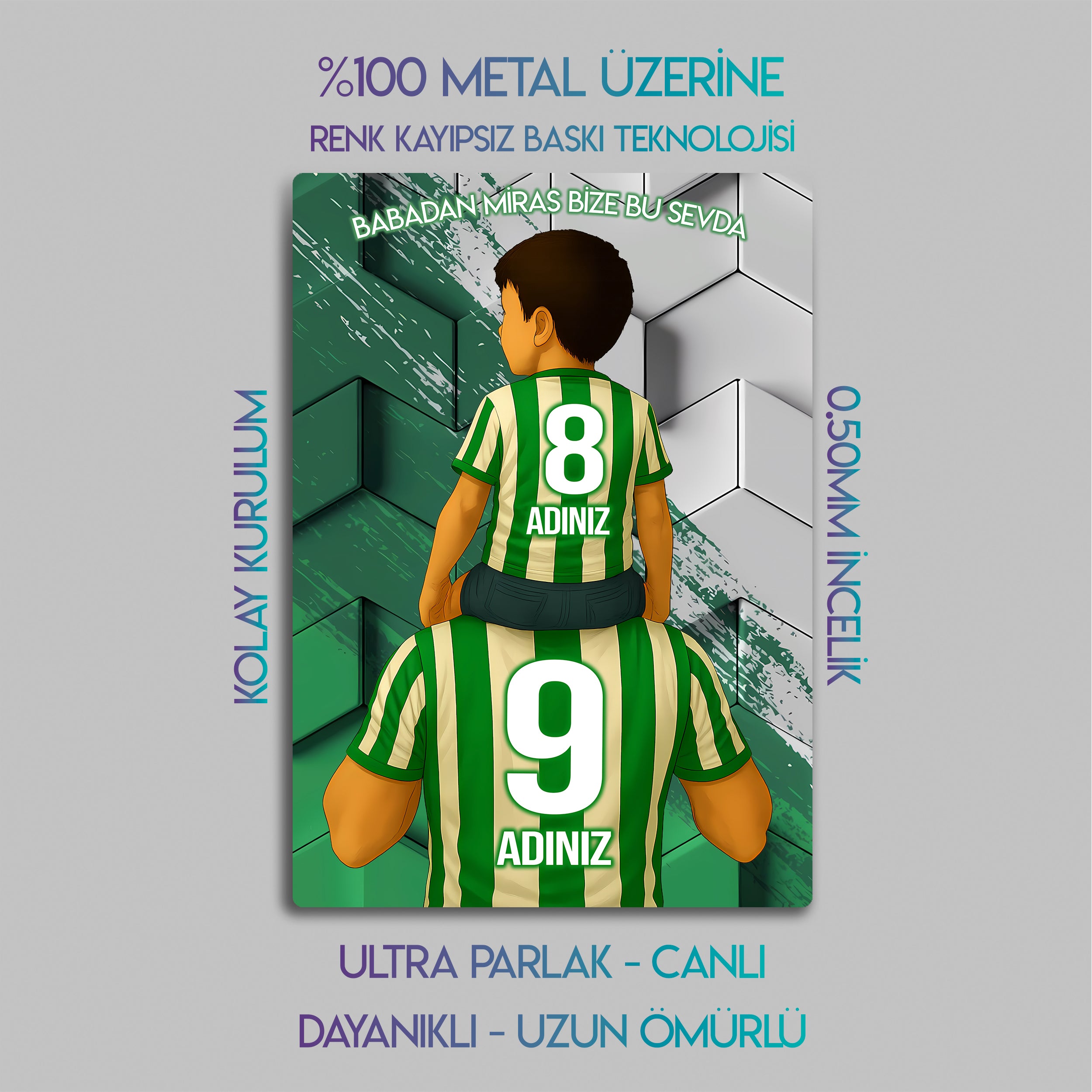 Konyaspor Bursaspor Baba Oğul - Kişiselleştirilebilir Metal Tablo