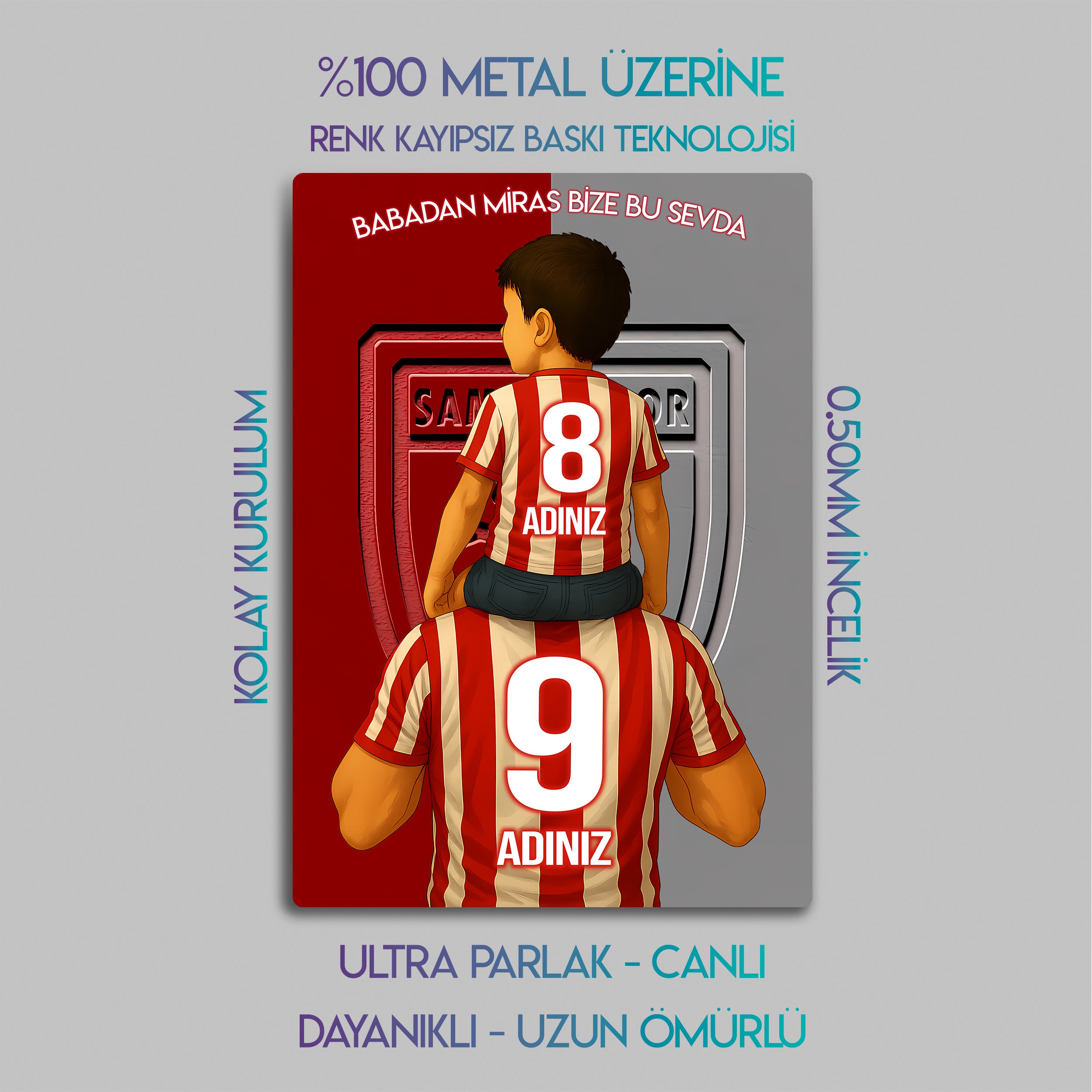 Samsunspor Baba Erkek Çocuk - Kişiselleştirilebilir Metal Tablo