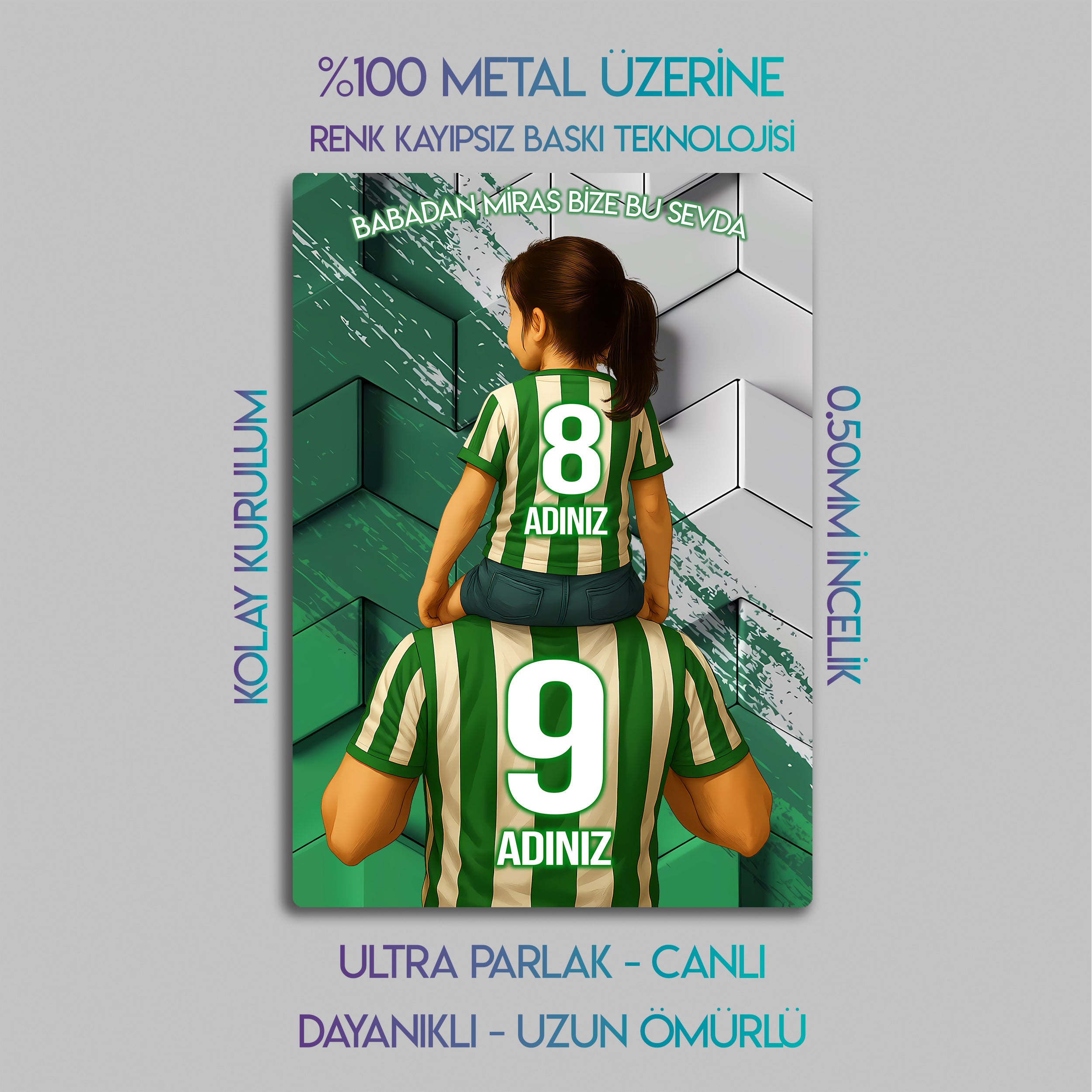 Konyaspor Bursaspor Baba Kız Çocuk - Kişiselleştirilebilir Metal Tablo