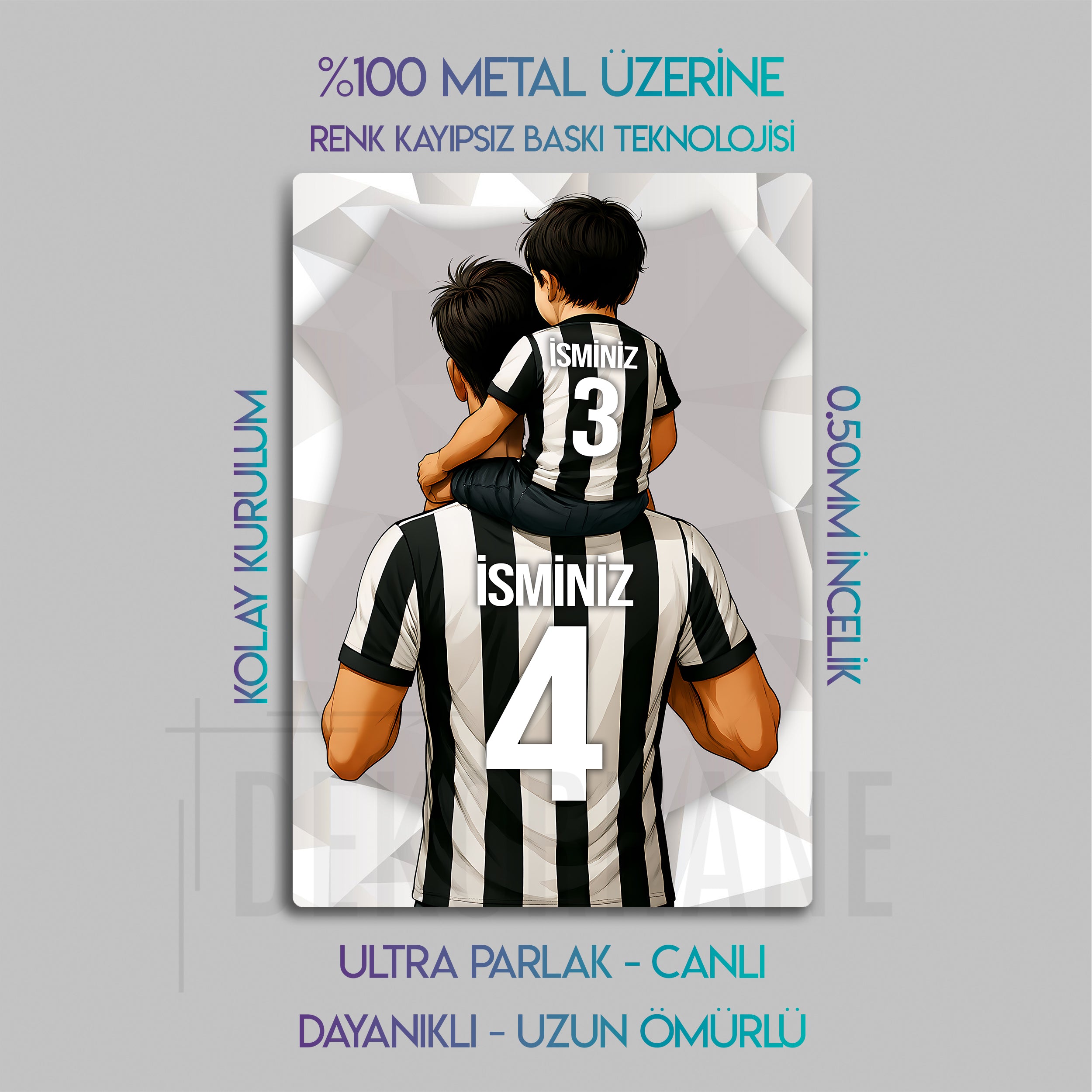 Beşiktaş Baba Oğul - Kişiselleştirilebilir Metal Tablo