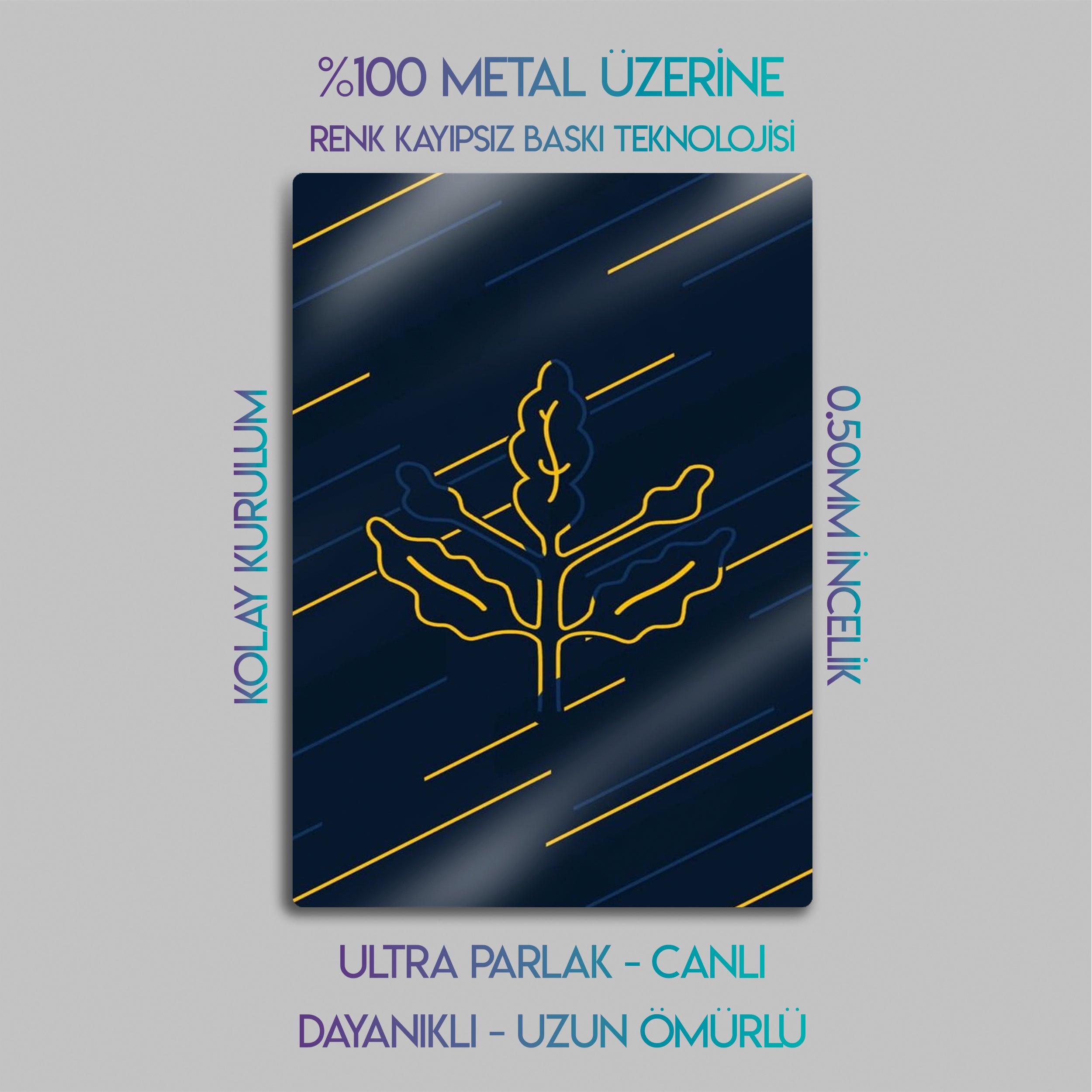 Sarı Lacivert Palamut Dalı - Tablo