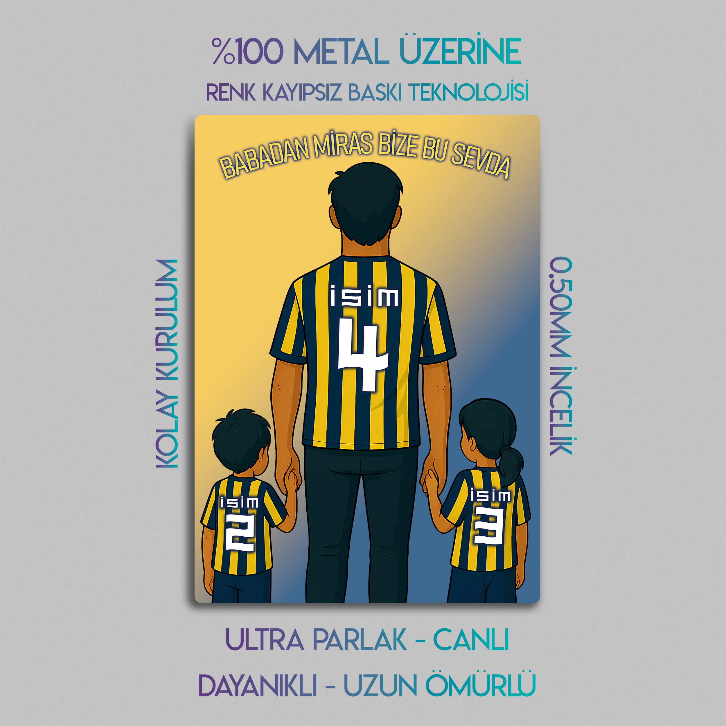 Fenerbahçe Baba Oğul, Kız Çocuk - Kişiselleştirilebilir Metal Tablo