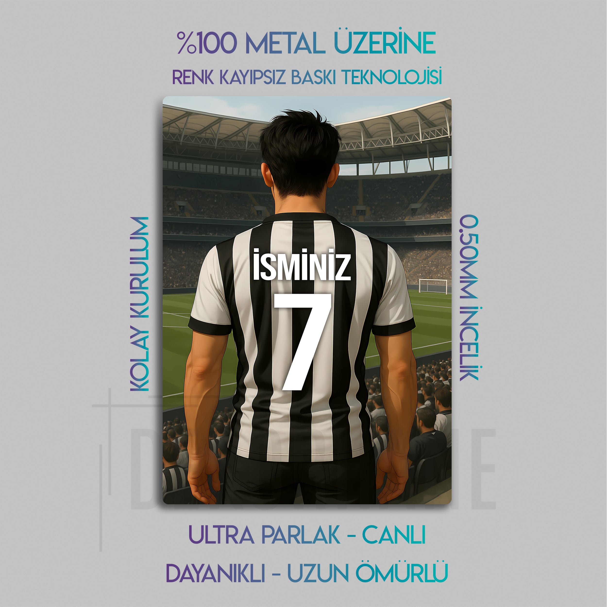 Beşiktaş Bireysel Stadyum Temalı - Kişiselleştirilebilir Metal Tablo