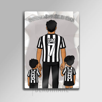 Siyah Beyaz Baba, Kız Erkek Çocuk - Kişiselleştirilebilir Metal Tablo