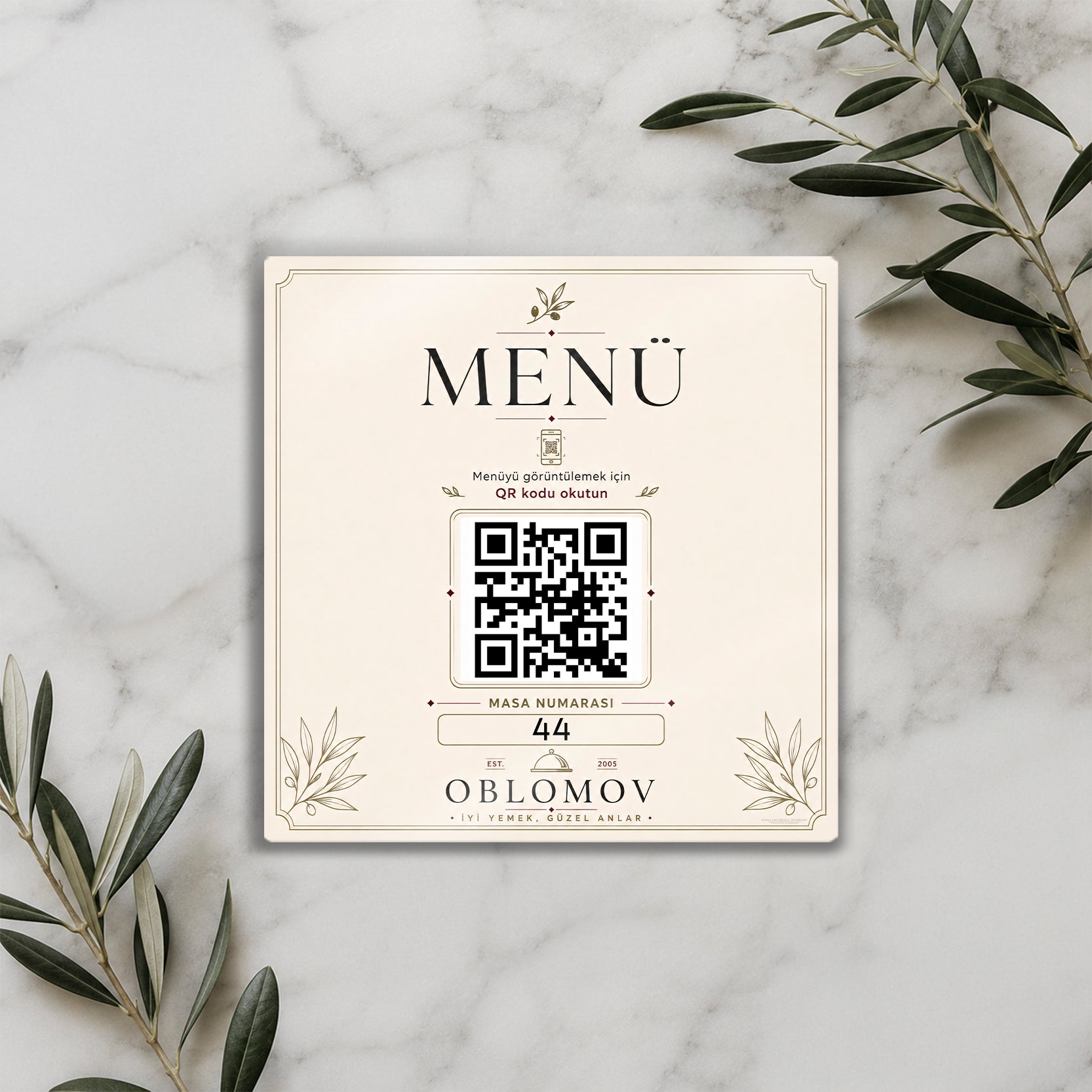 Metal QR Menü ve Masa Numarası Levhası – Kafe Restoran Menü