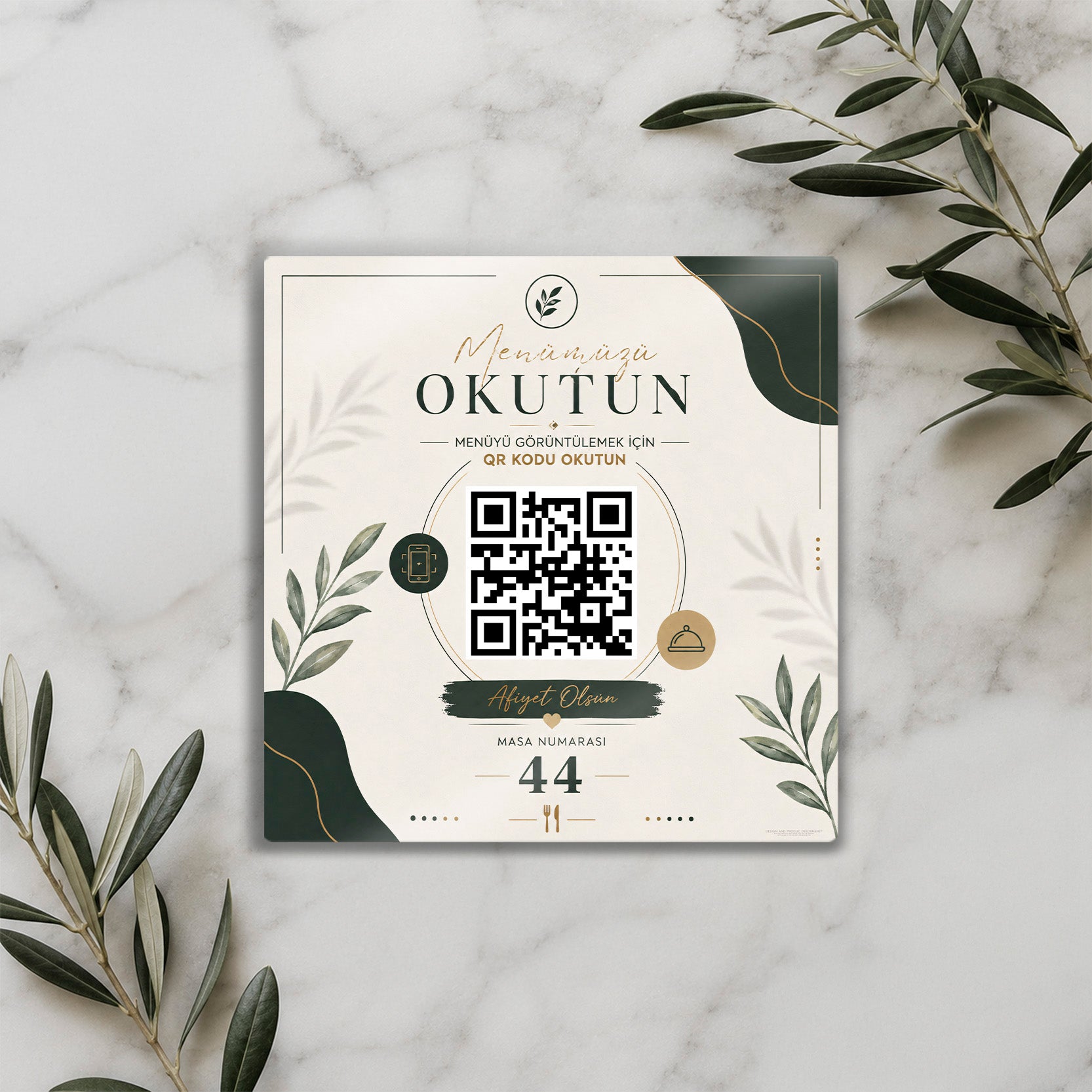 Metal QR Menü ve Masa Numarası Levhası – Dijital Restoran Menü Standı