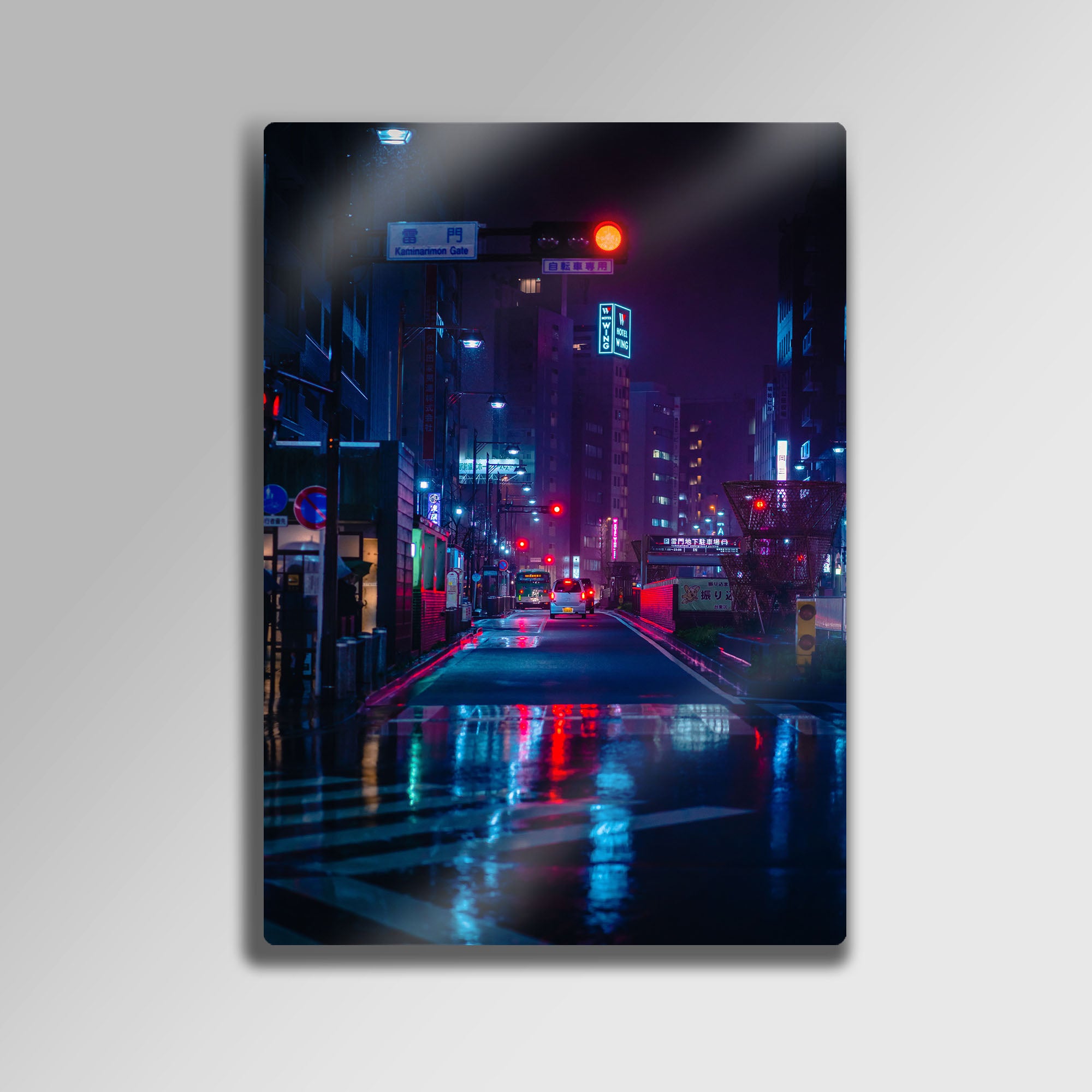 Tokyo'da Yağmurlu Gece - Metal Tablo