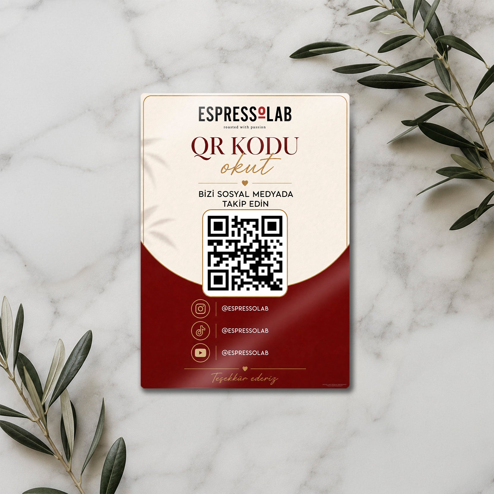 Metal Sosyal Medya QR Kod – Instagram TikTok YouTube Takip Levhası