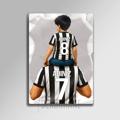 Siyah Beyaz, Baba Erkek Çocuk - Kişiselleştirilebilir Metal Tablo