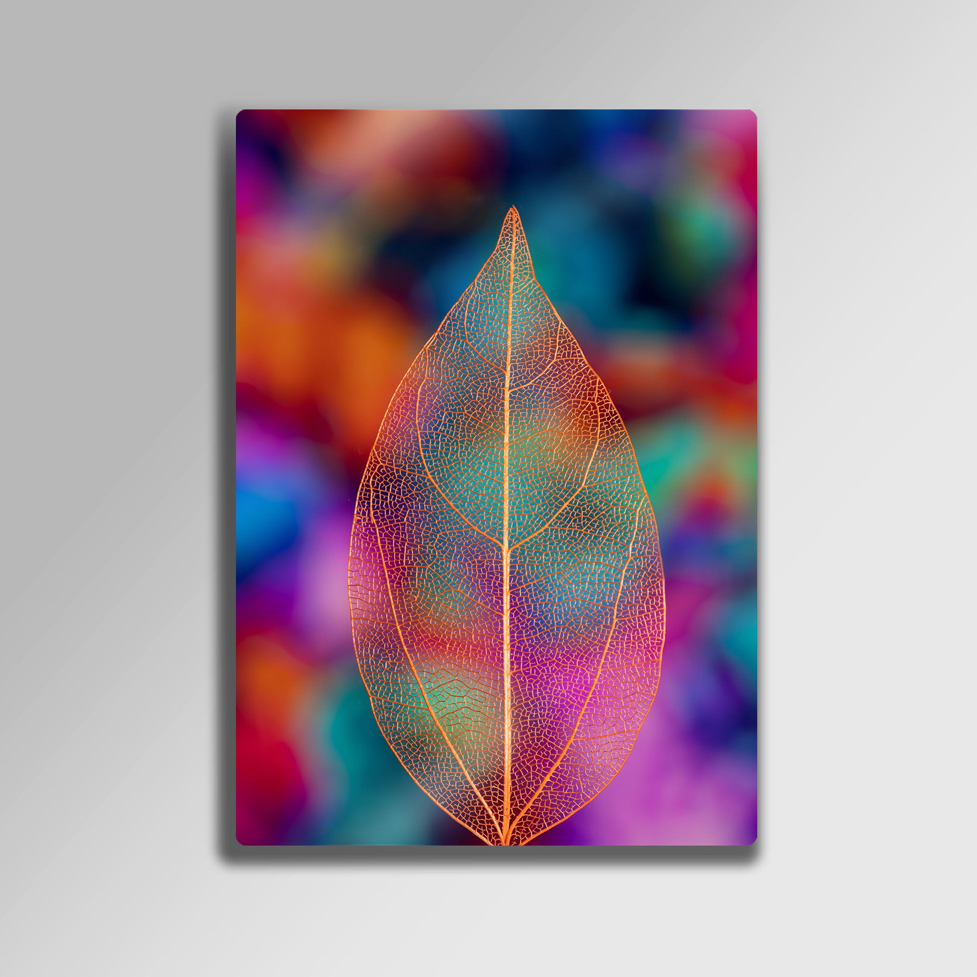 Yaprak Temalı Renkli Tasarım - Metal Tablo