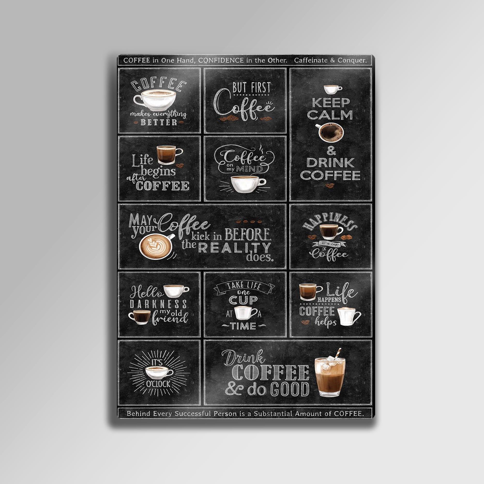 Kara Tahta Tasarımlı Kahve Sözleri - Metal Tablo