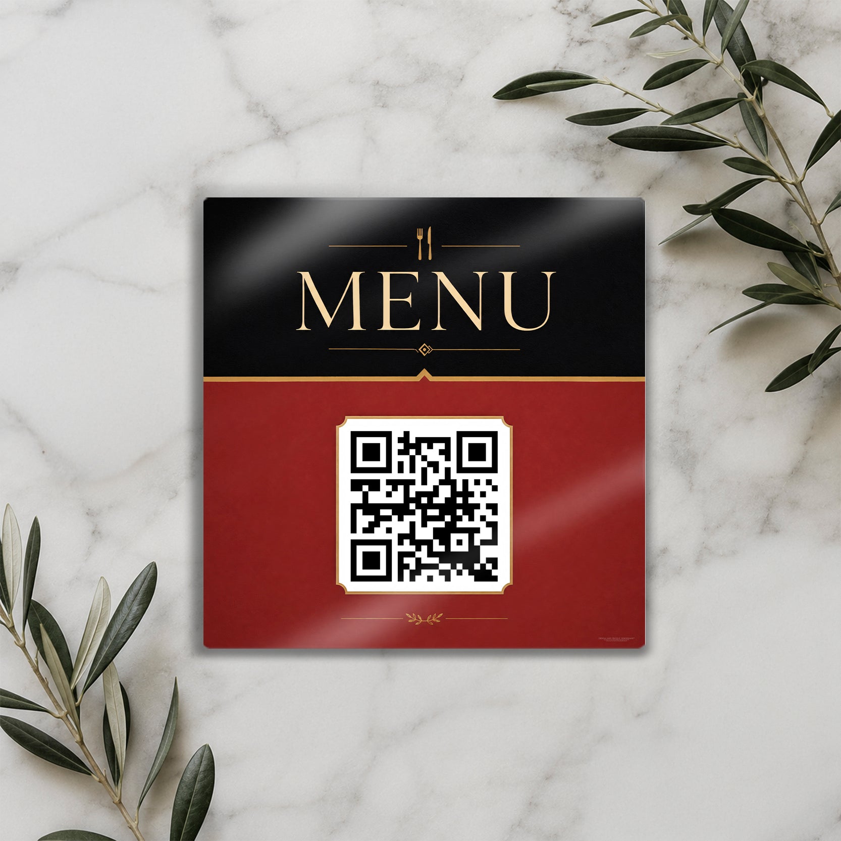 Metal QR Kodlu Menü Levhası – Kafe ve Restoran Kare Menu