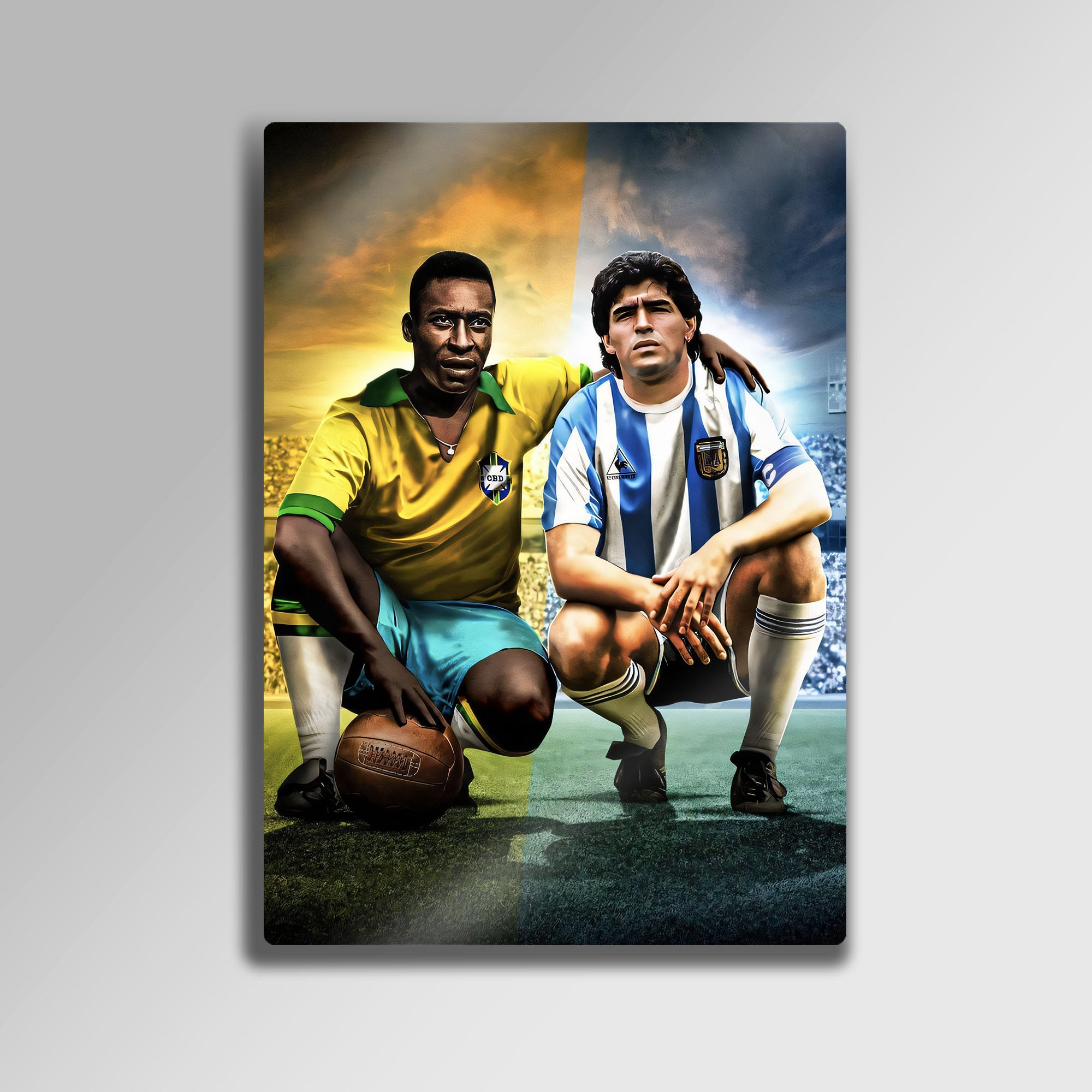 Pelé ve Diego Maradona - Metal Tablo