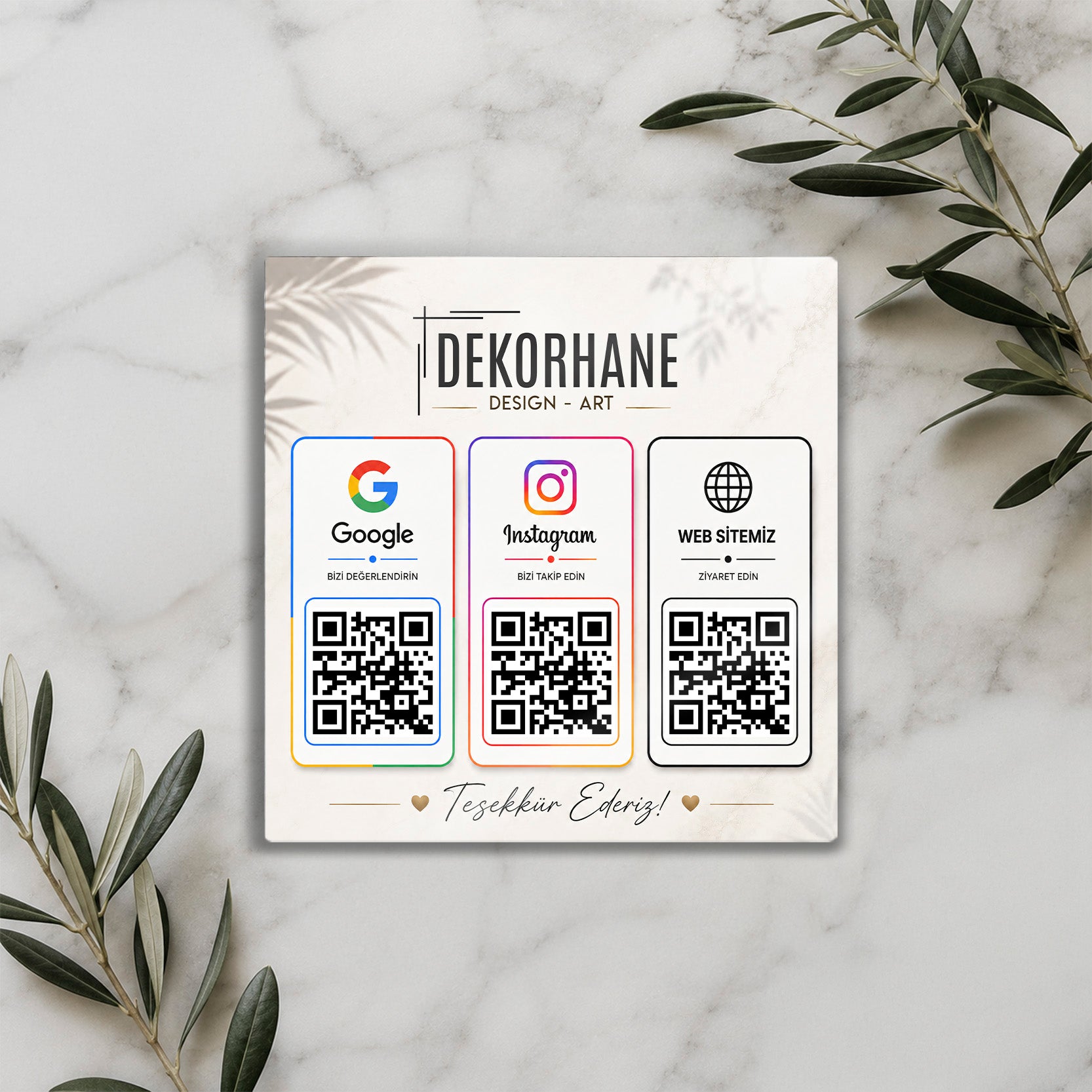 Metal QR Kod Levhası – Google Yorum, Instagram ve Web Sitesi Karekod İşletme Standı