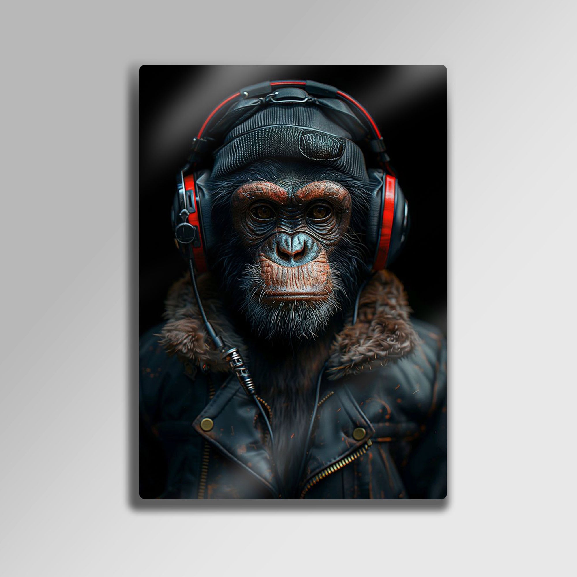 Müzik Dinleyen Şempanze - Metal Tablo
