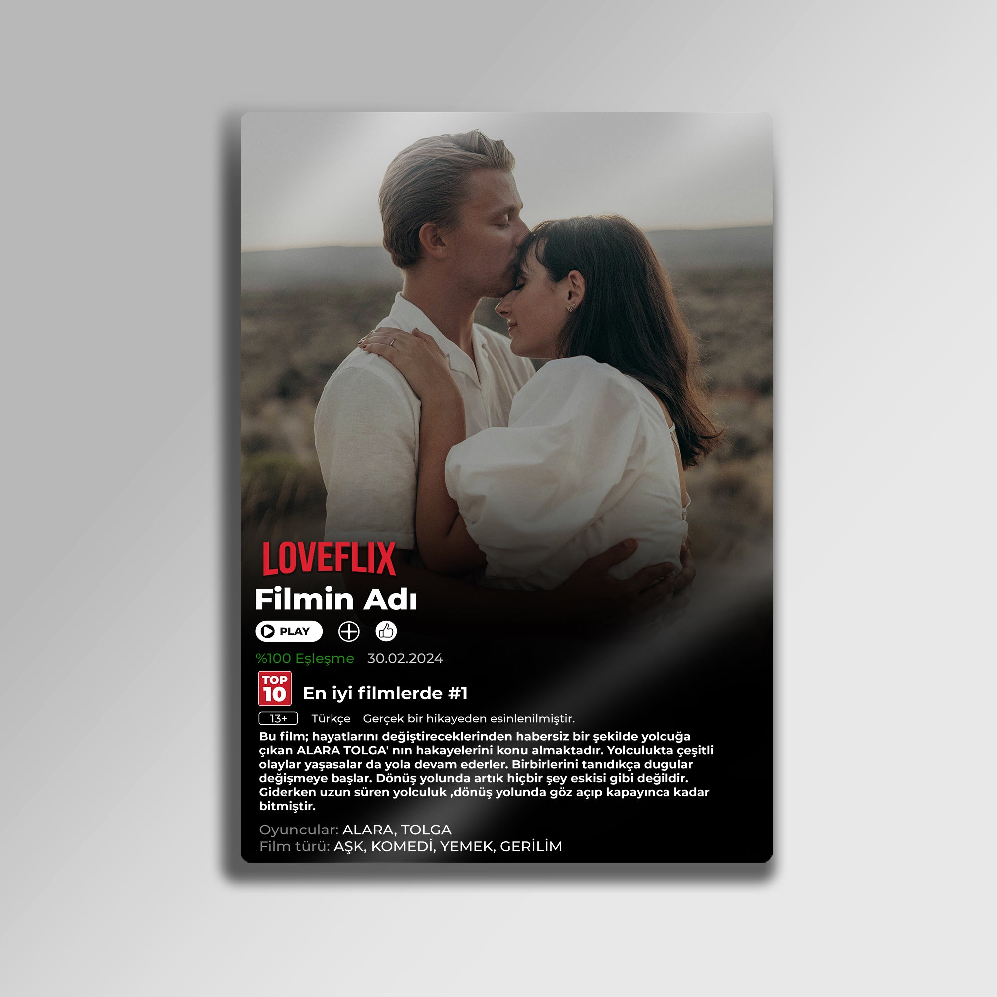 Kişiye Özel Loveflix Film Afişi - Metal Tablo