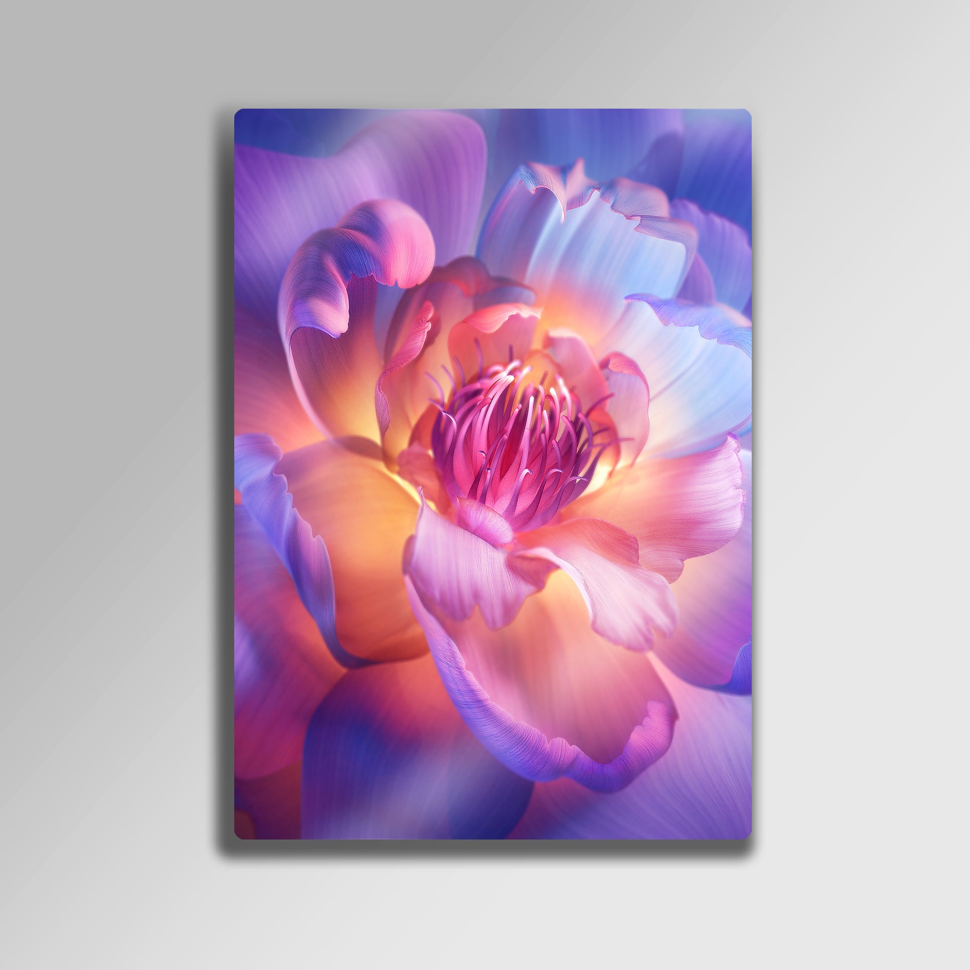 Mor Pembe Çiçek Desenli Modern - Metal Tablo