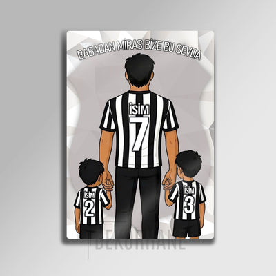 Siyah Beyaz Baba Oğullar - Kişiselleştirilebilir Metal Tablo