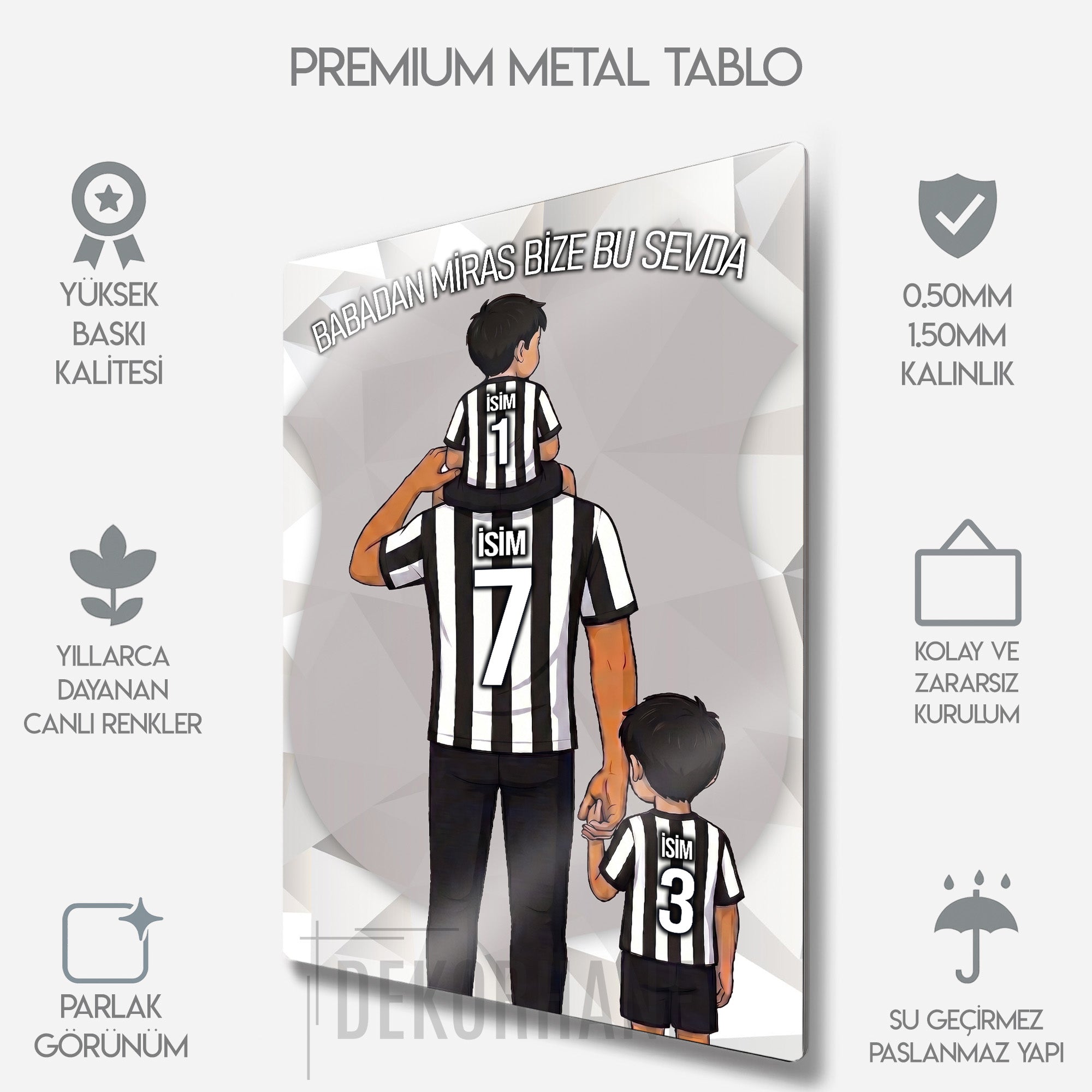 Siyah Beyaz Baba Oğullar - Kişiselleştirilebilir Metal Tablo