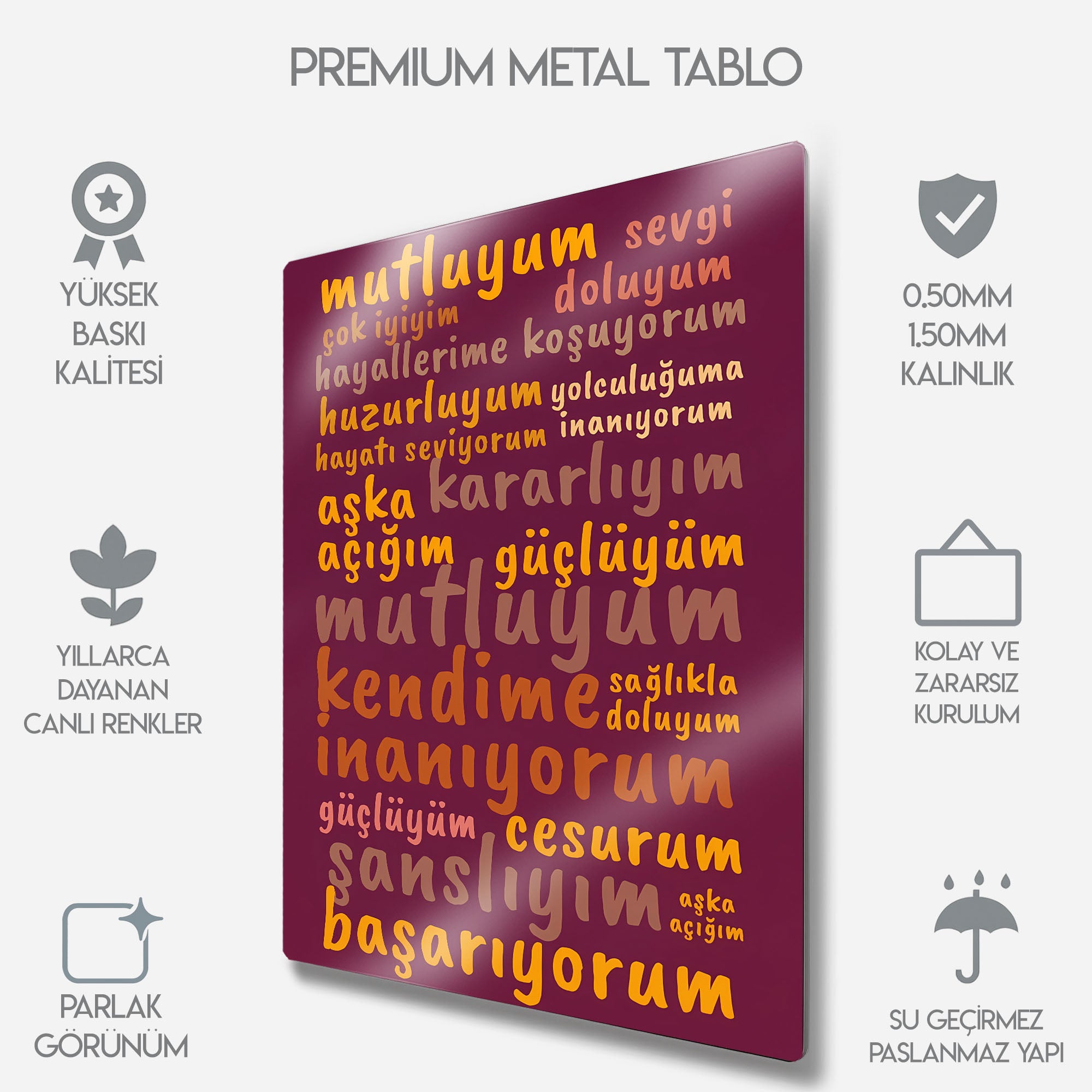 Pozitif Olumlama - Metal Tablo