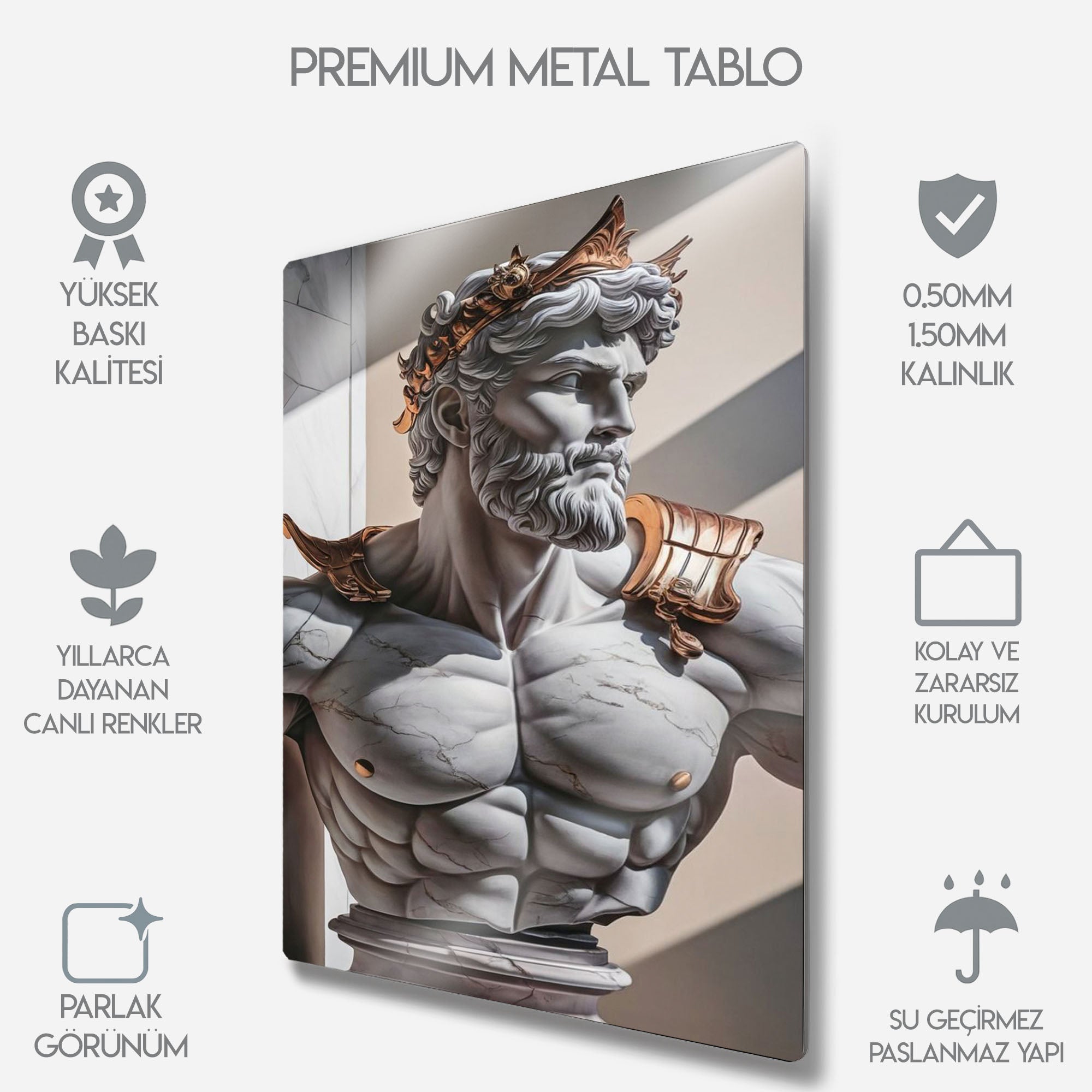 Antik Yunan Heykel Tasarım Mitolojik Zeus Figürü - Metal Tablo