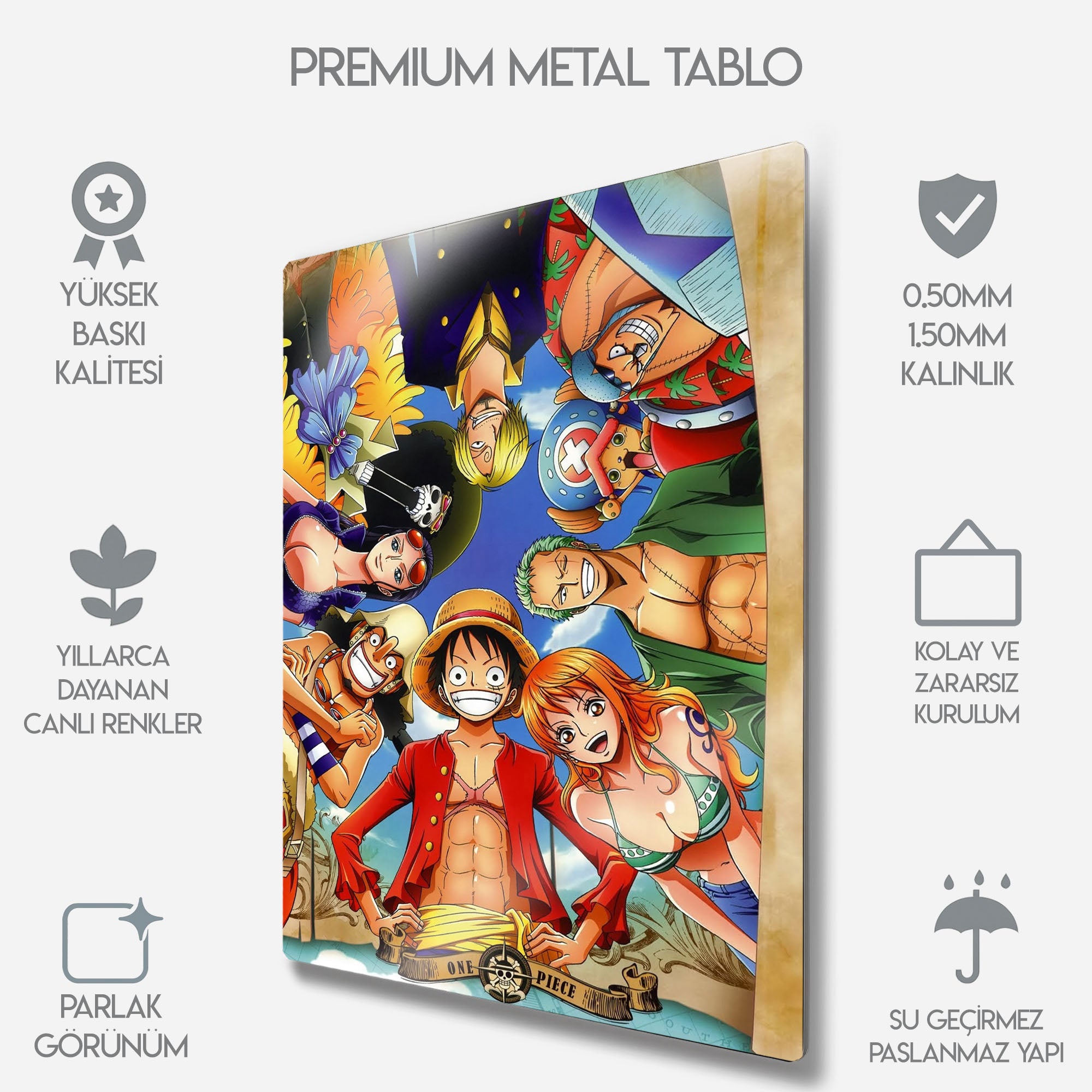 One Piece Hasır Şapka Korsanları - Metal Tablo