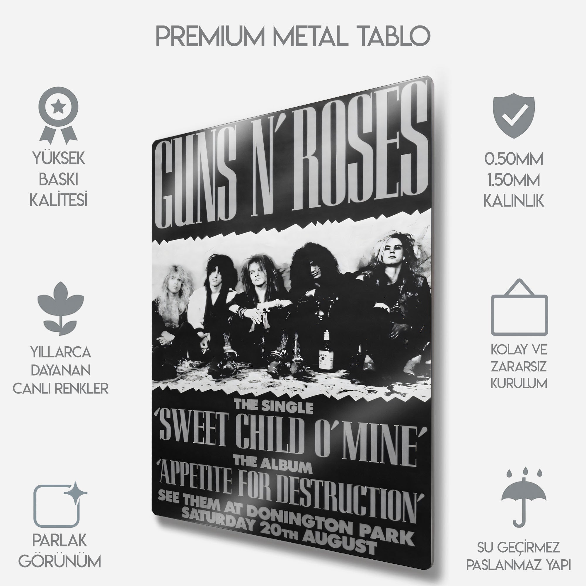 Guns N’ Roses Sweet Child O’ Mine Poster Rock Müzik Dekoru - Metal Tablo