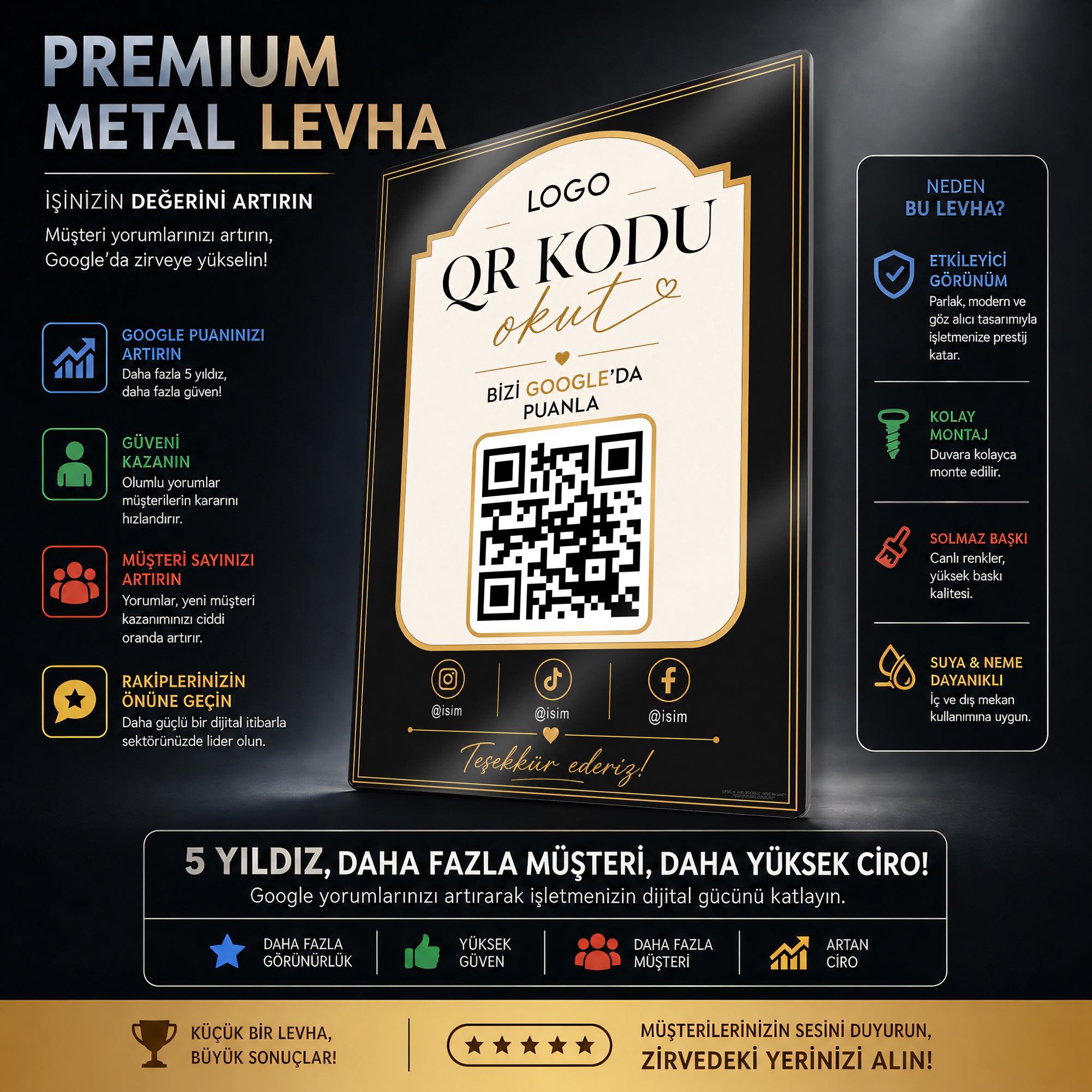 Google Yorum QR Kod Levhası – İşletme Değerlendirme Levhası
