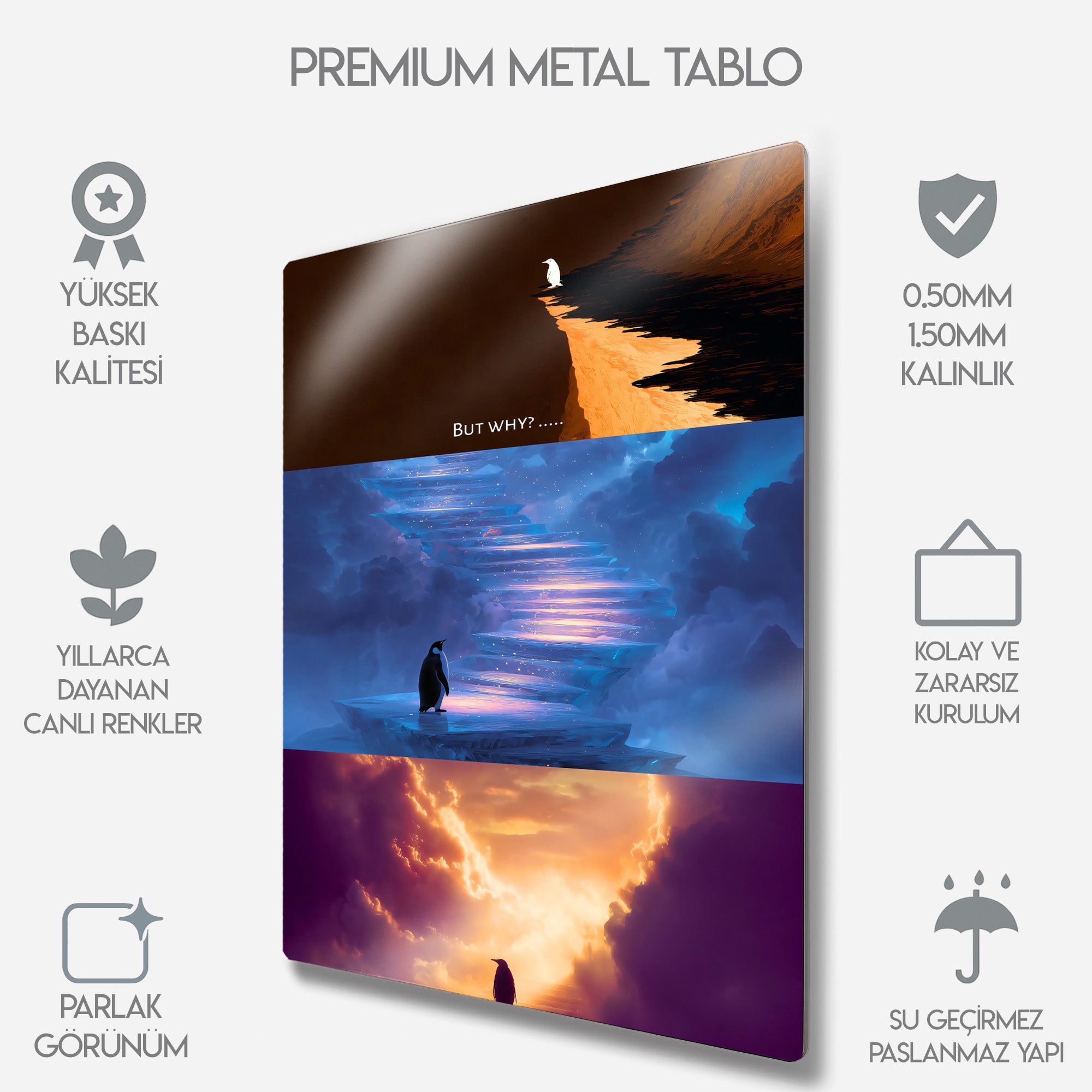 But Why, Nihilist Penguen, Penguin Motivasyon - Metal Tablo